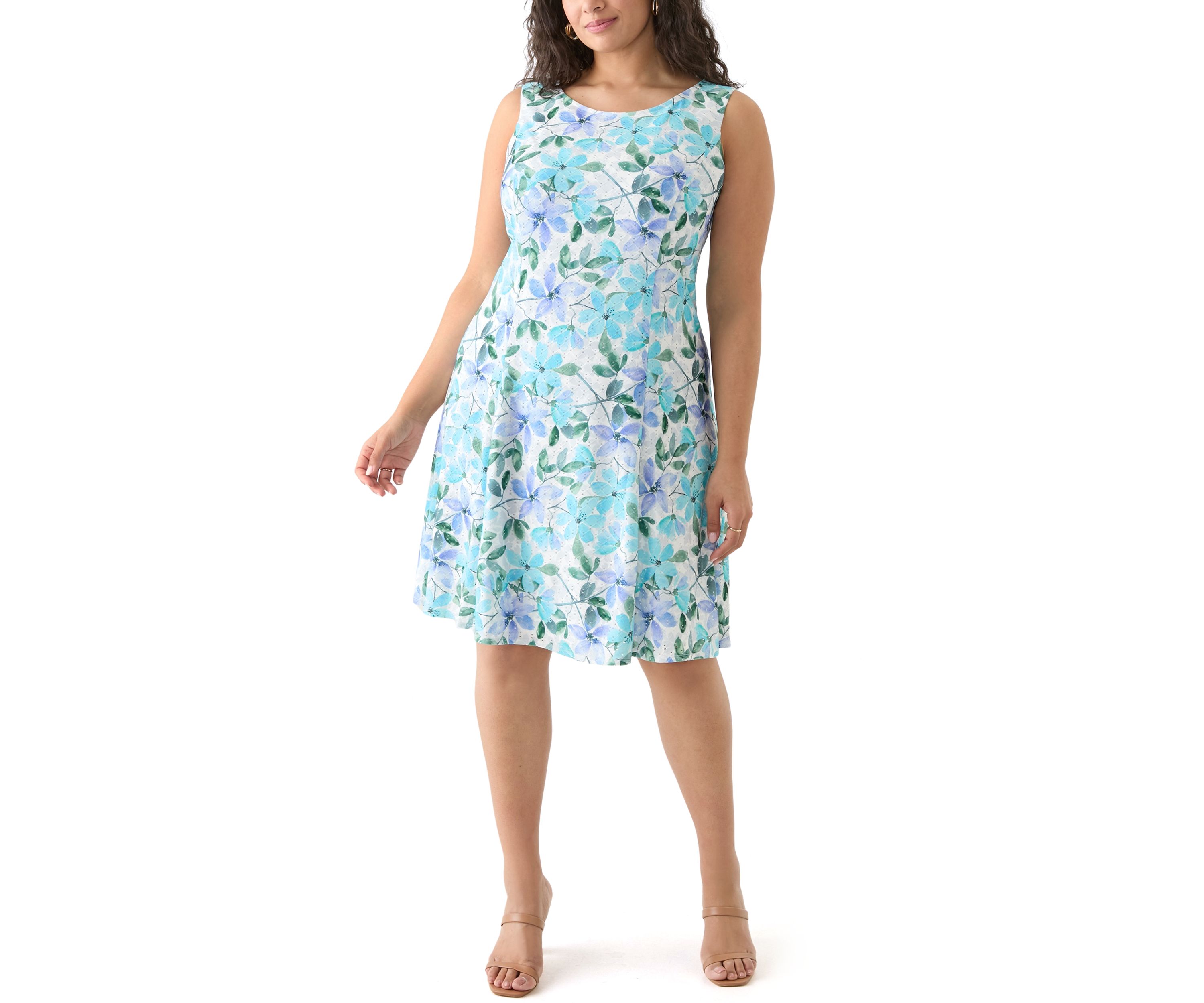 Plus Size Floral Dress and Solid Flutter Sleeve Topper