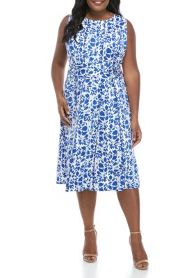 Perceptions Plus Size Sleeveless Ruched Waist Floral Dress | belk