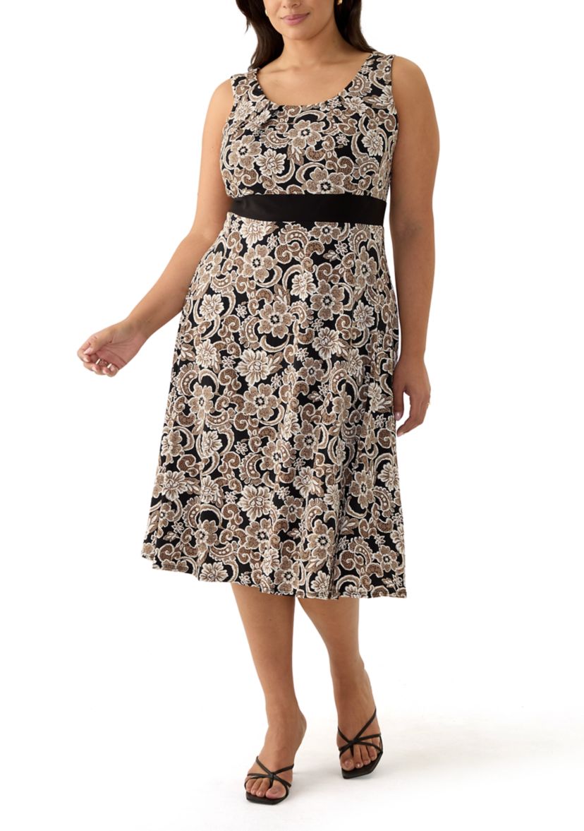 Plus Size 3/4 Sleeve Printed Jacket Dress