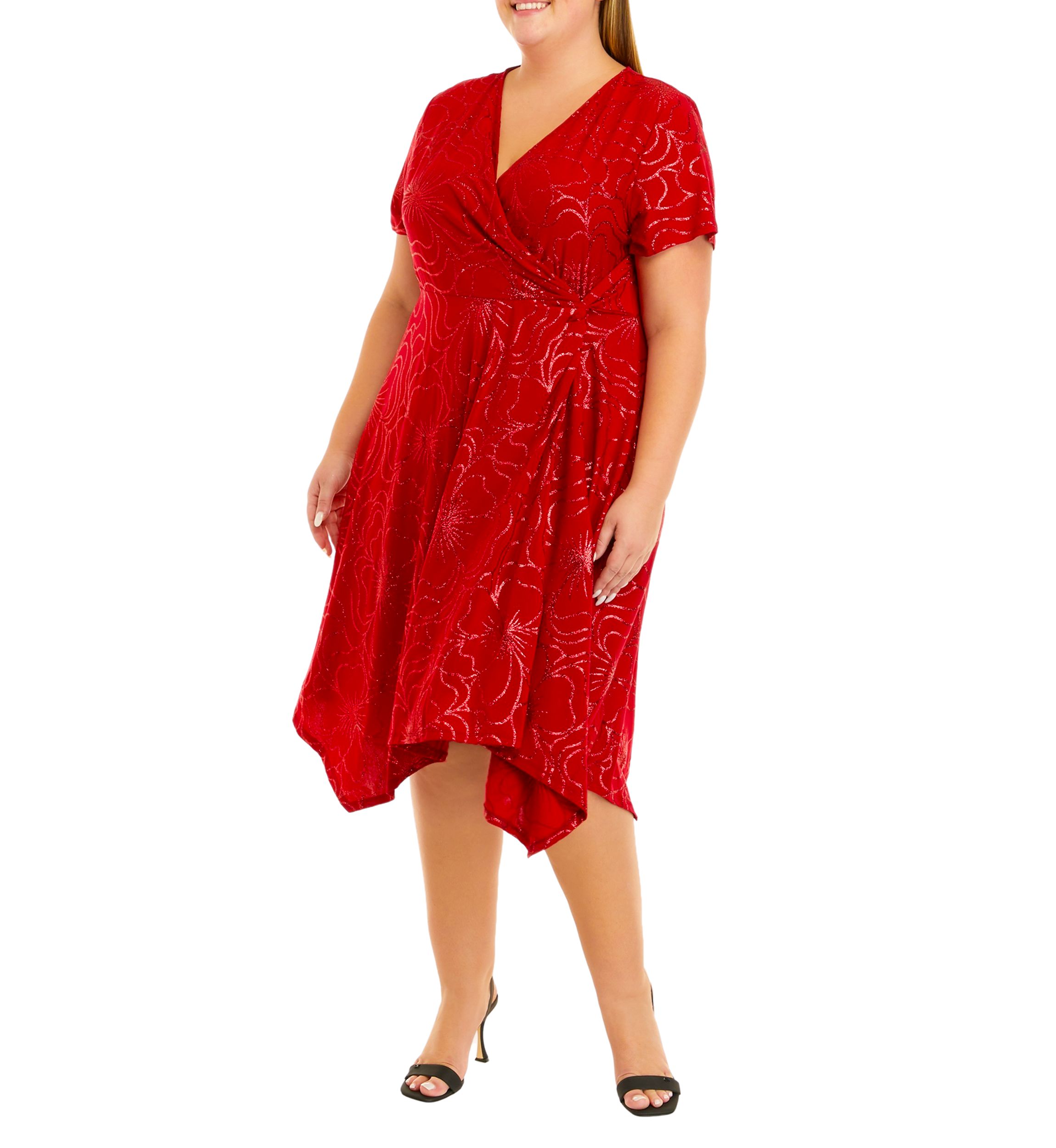 slim fit dress slacks Red Sequin Strapless Plus Size Formal Dress main image 1