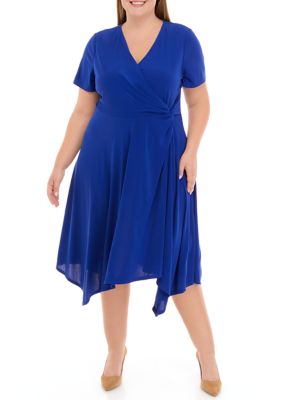 Perceptions Plus Size Flutter Sleeve Wrap Dress belk