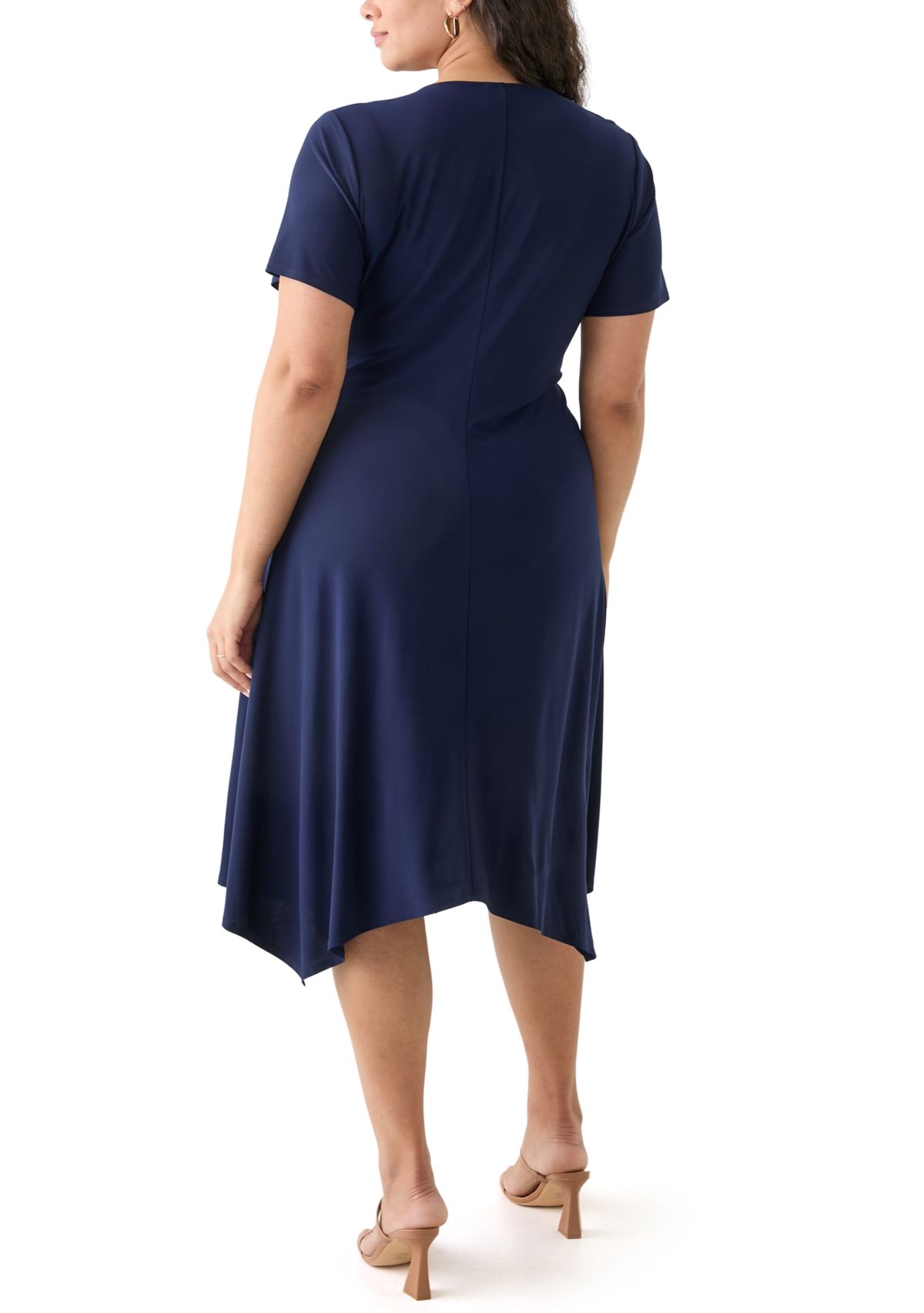 Plus Size Solid Fit and Flare Midi Dress