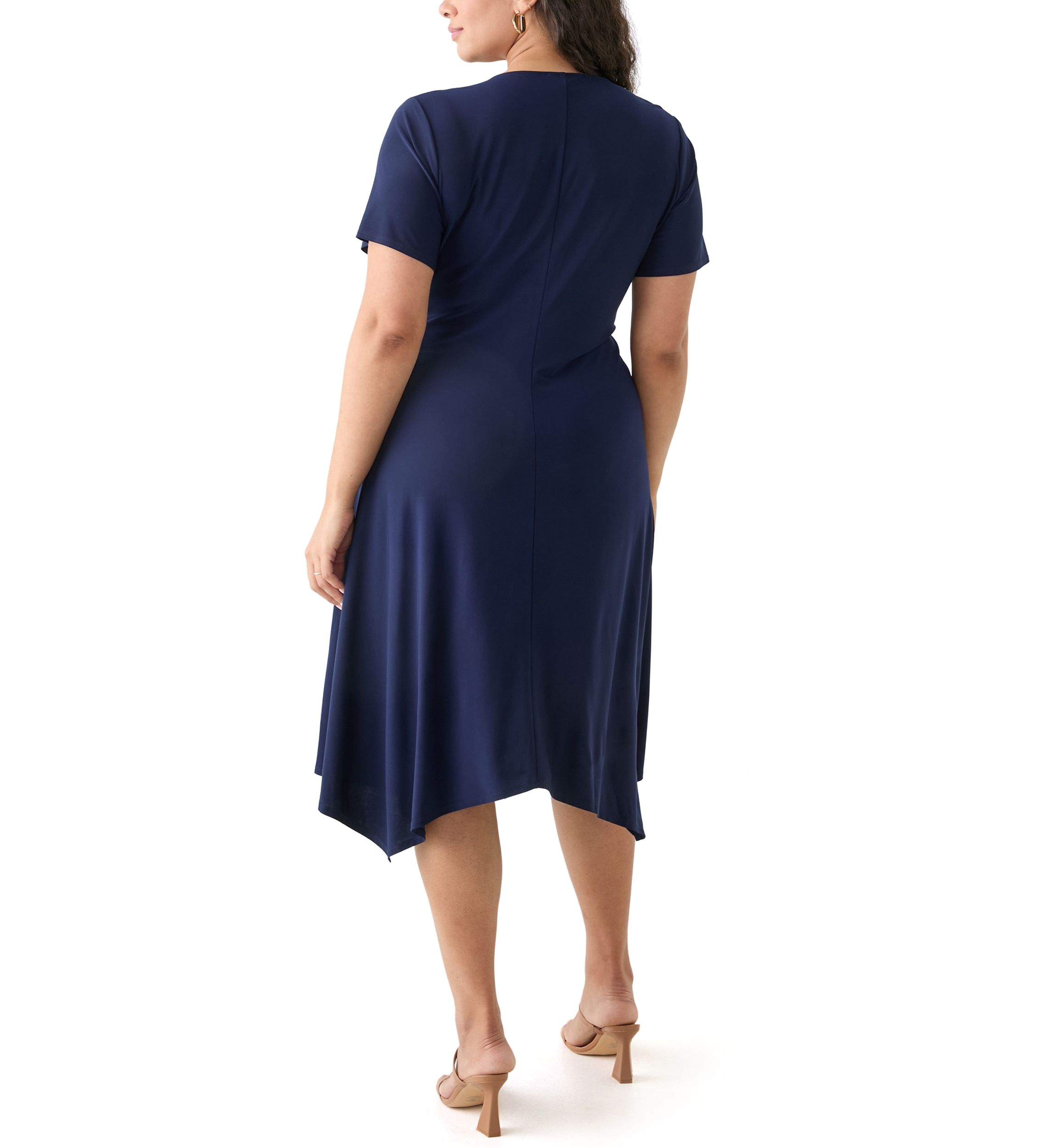 Plus Size Solid Fit and Flare Midi Dress