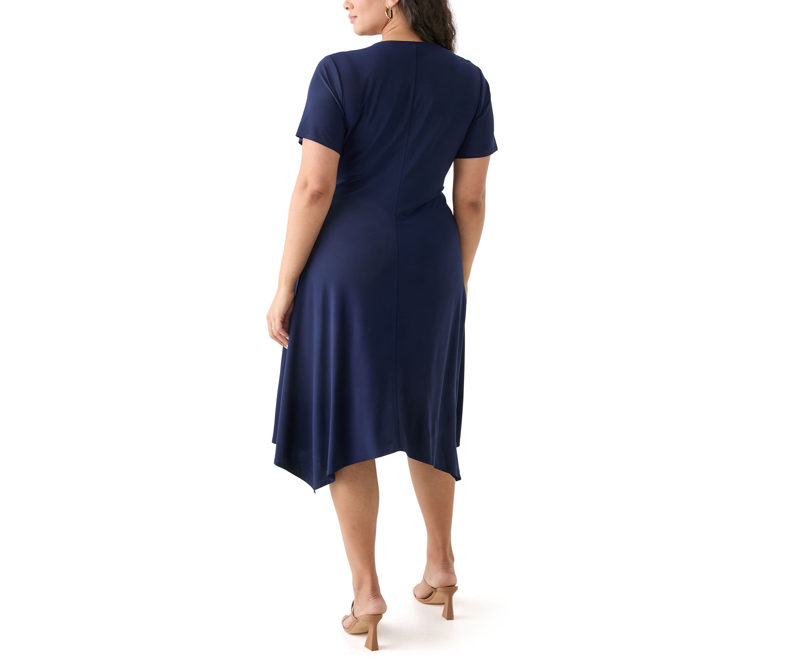 Plus Size Solid Fit and Flare Midi Dress