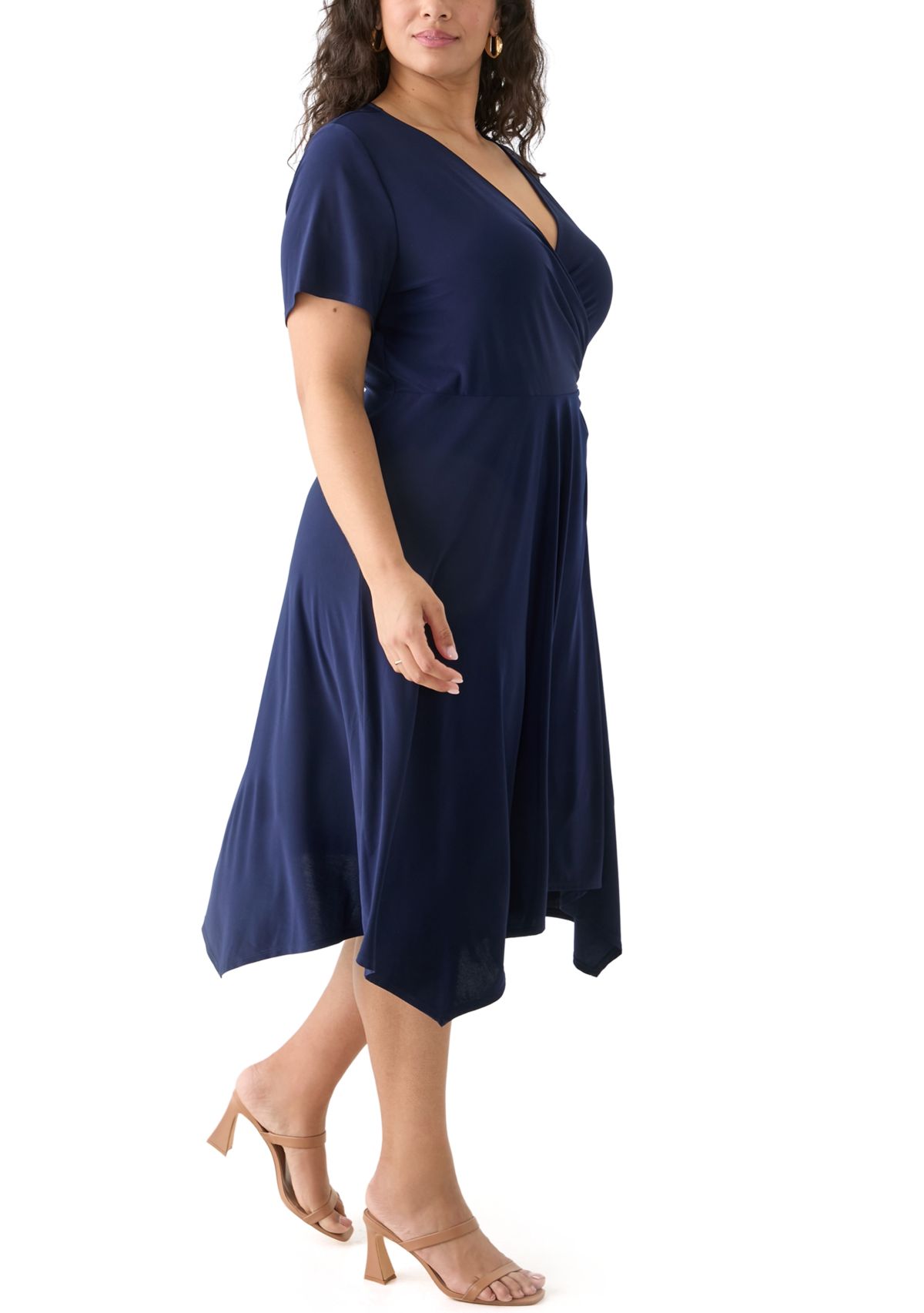 Plus Size Solid Fit and Flare Midi Dress