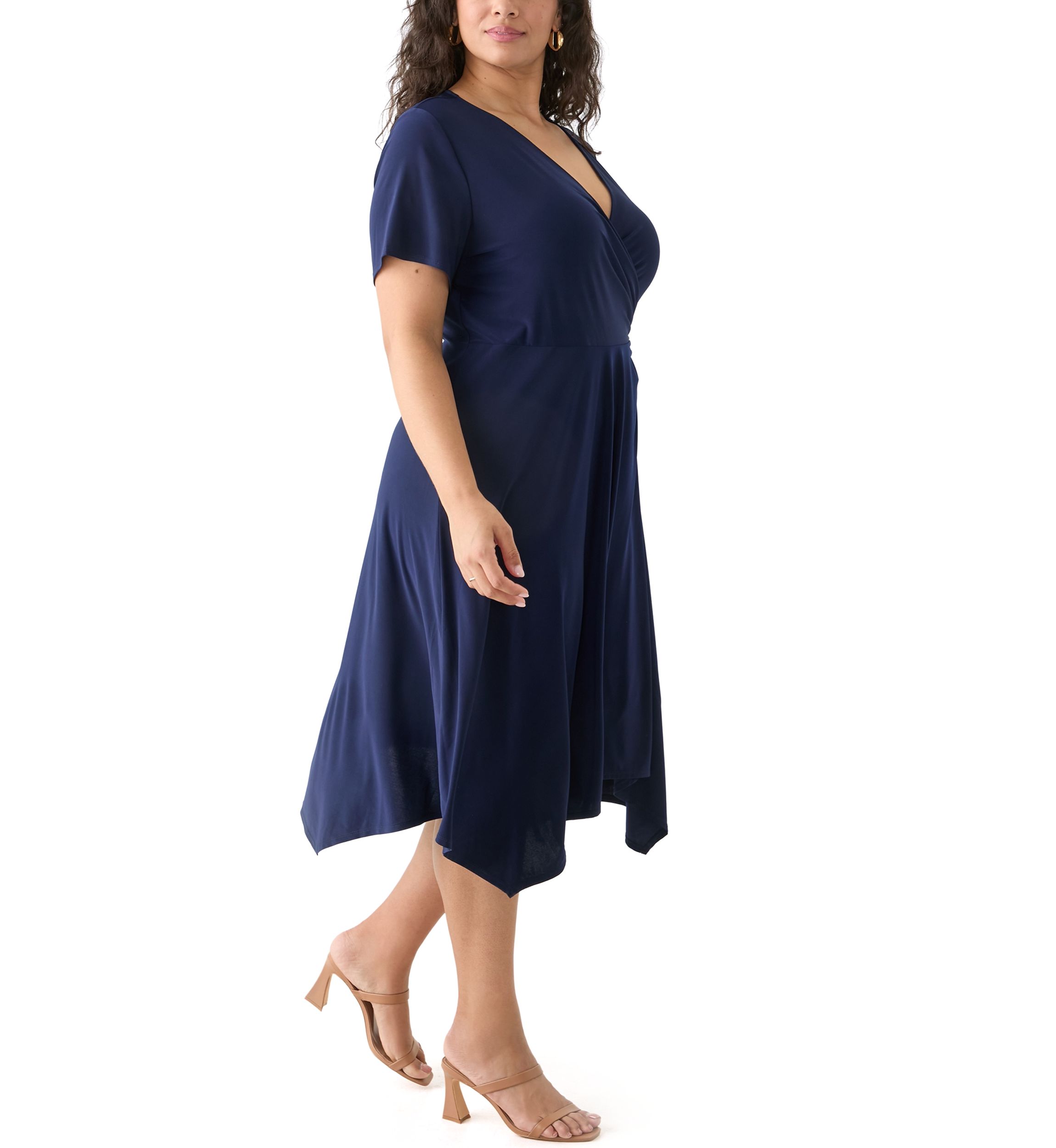 Plus Size Solid Fit and Flare Midi Dress