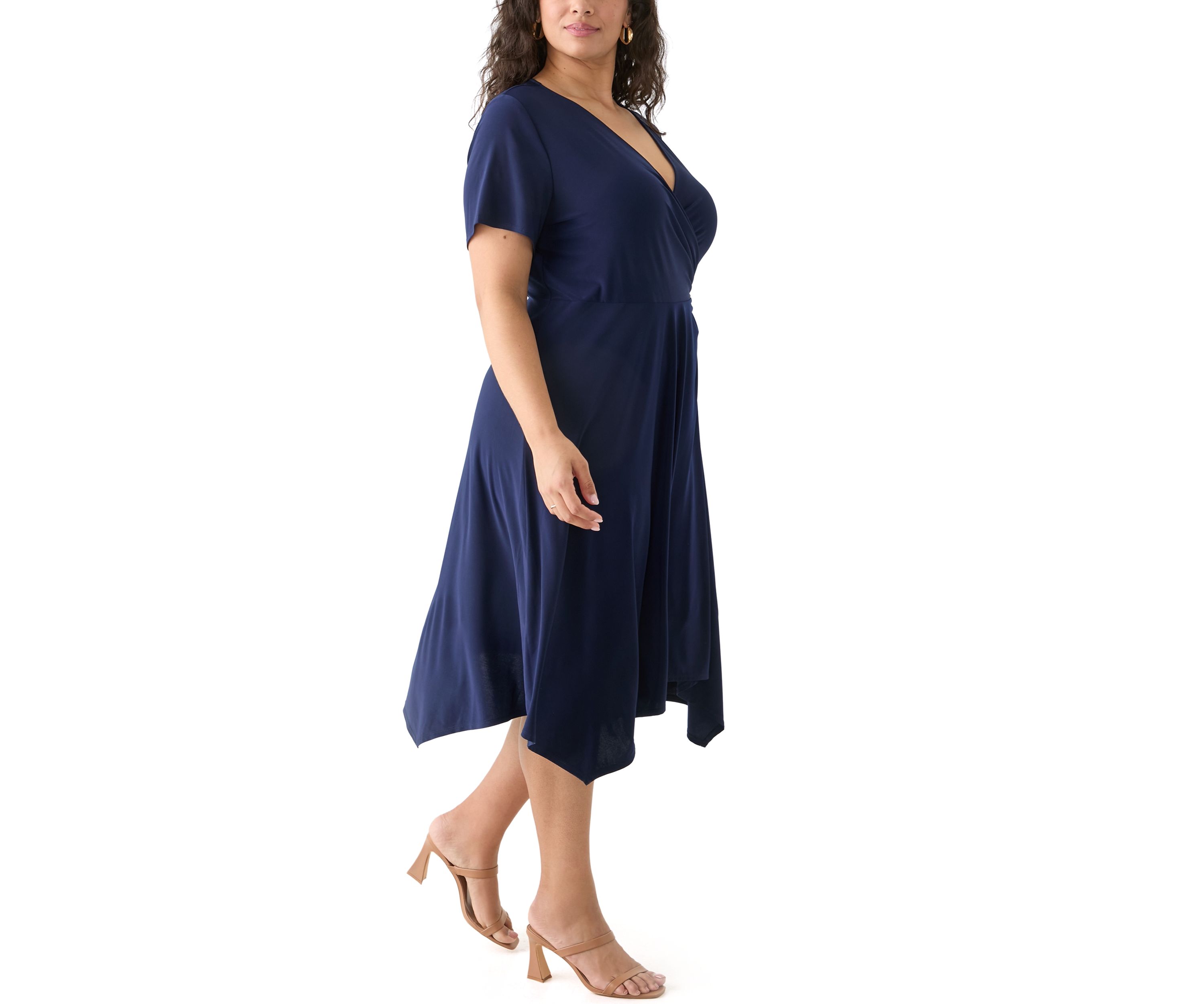 Plus Size Solid Fit and Flare Midi Dress