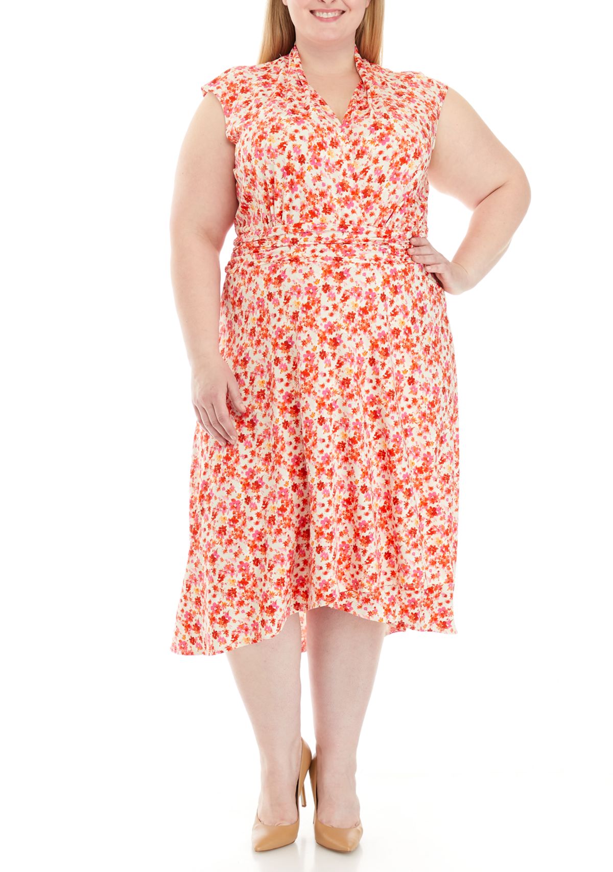 Plus Size Floral Puff Dress