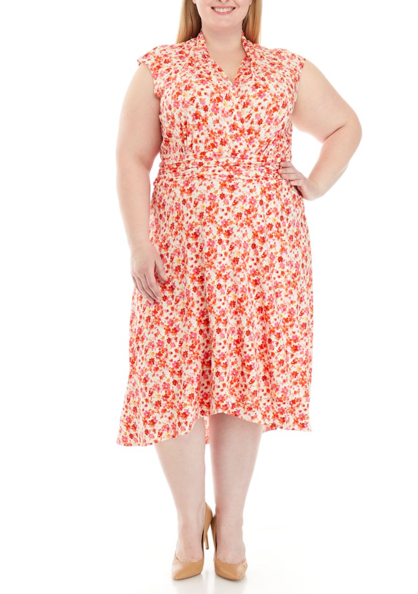 Plus Size Floral Puff Dress