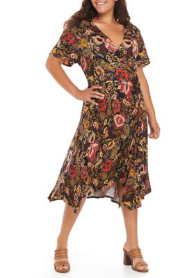 Perceptions Plus Size Floral Midi Dress | belk