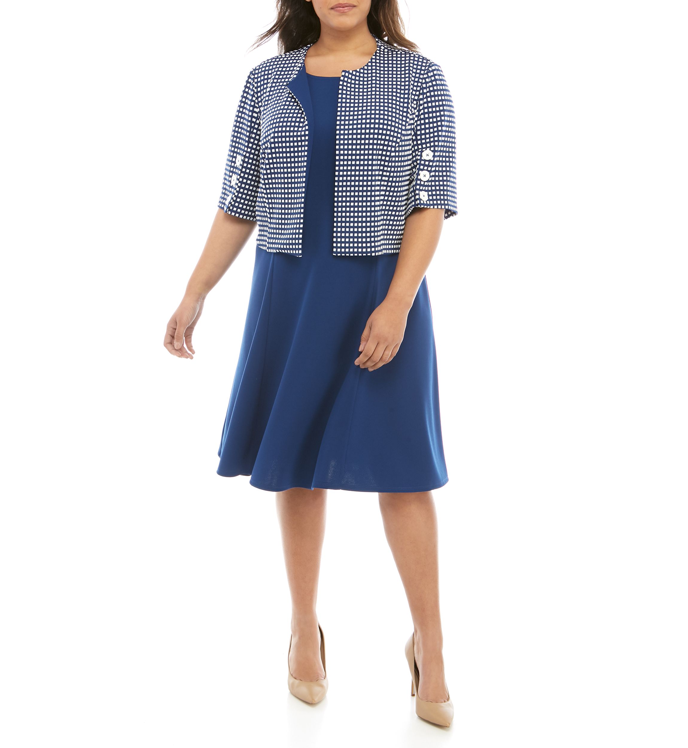 Plus Size Jacquard Jacket Dress