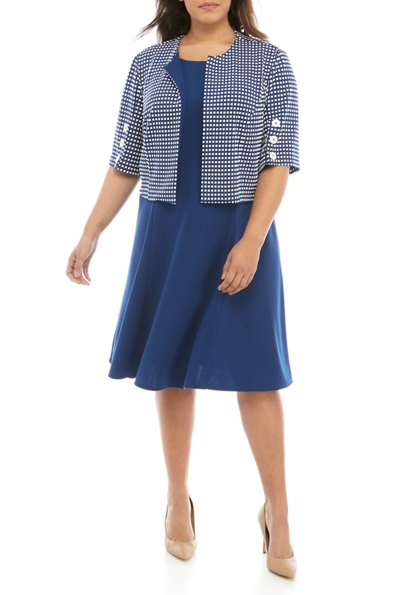 Plus Size Jacquard Jacket Dress