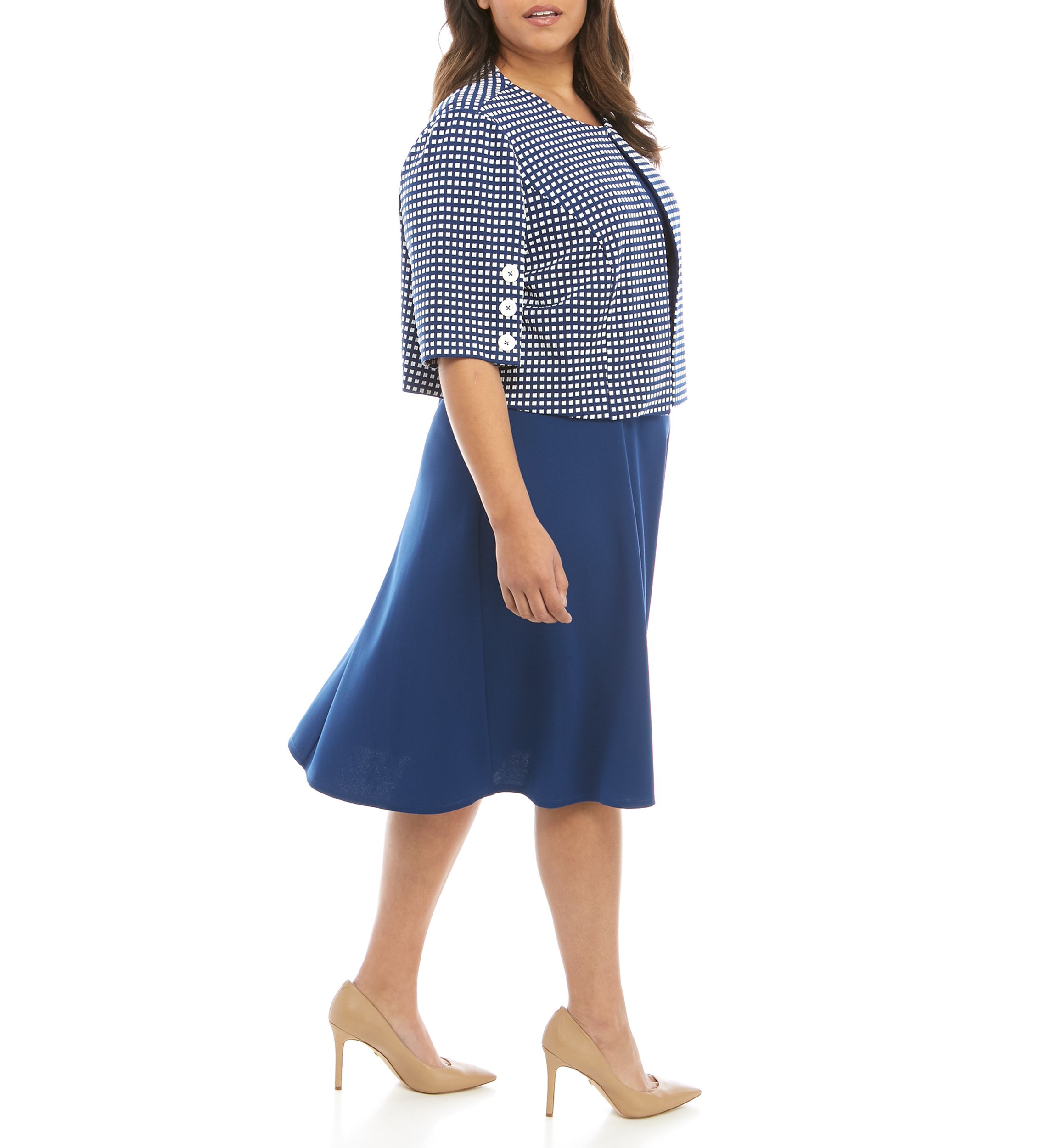 Plus Size Jacquard Jacket Dress