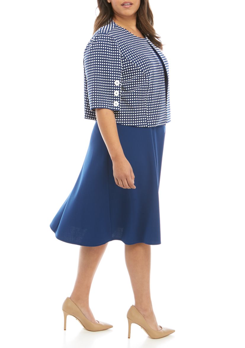 Plus Size Jacquard Jacket Dress