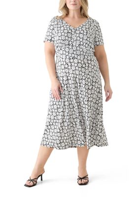 Perceptions Women's Plus Size Floral Printed Dress, 2X