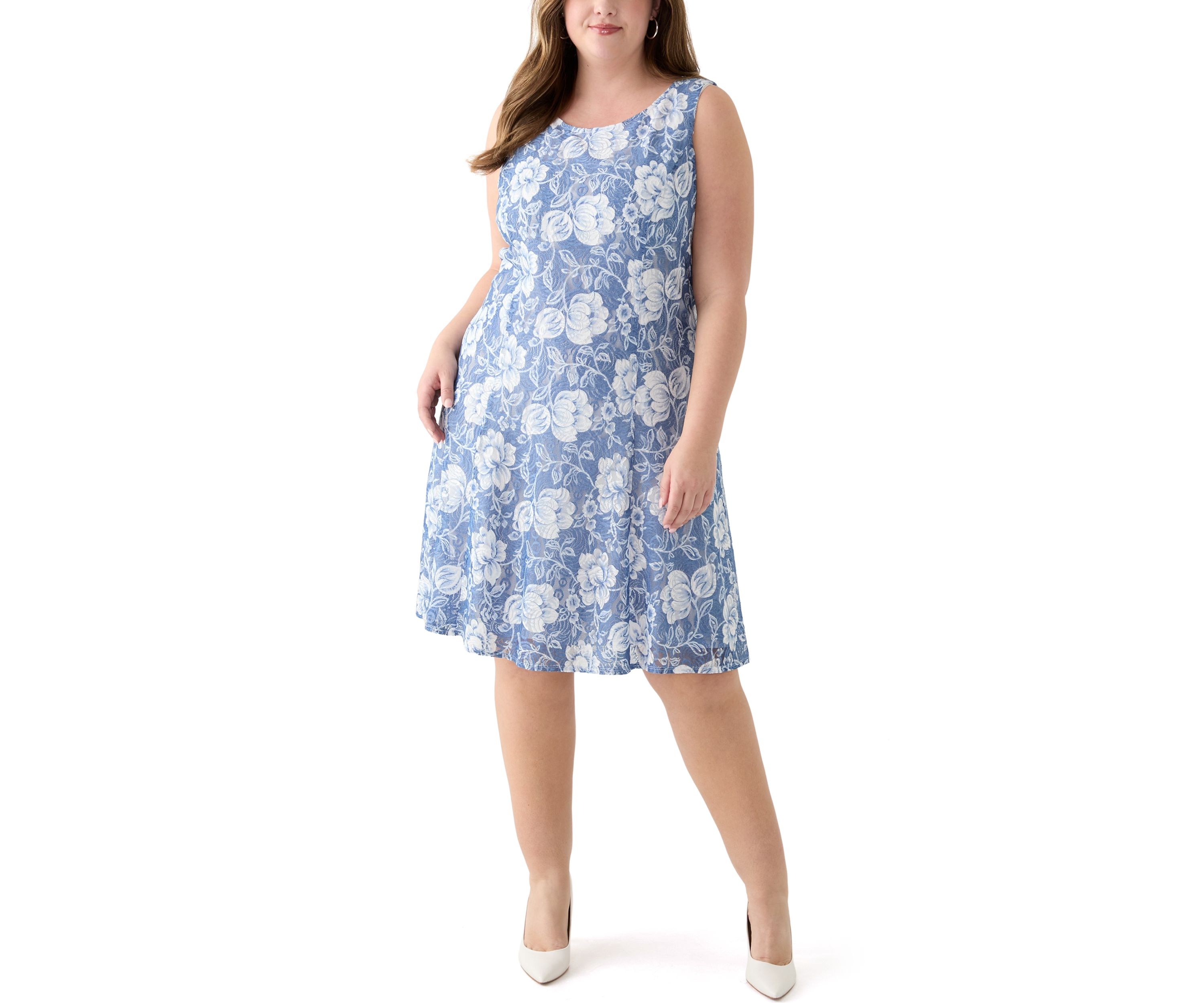   Plus Size Floral Print Dress with 3/4 Bell Sleeve Jacket 