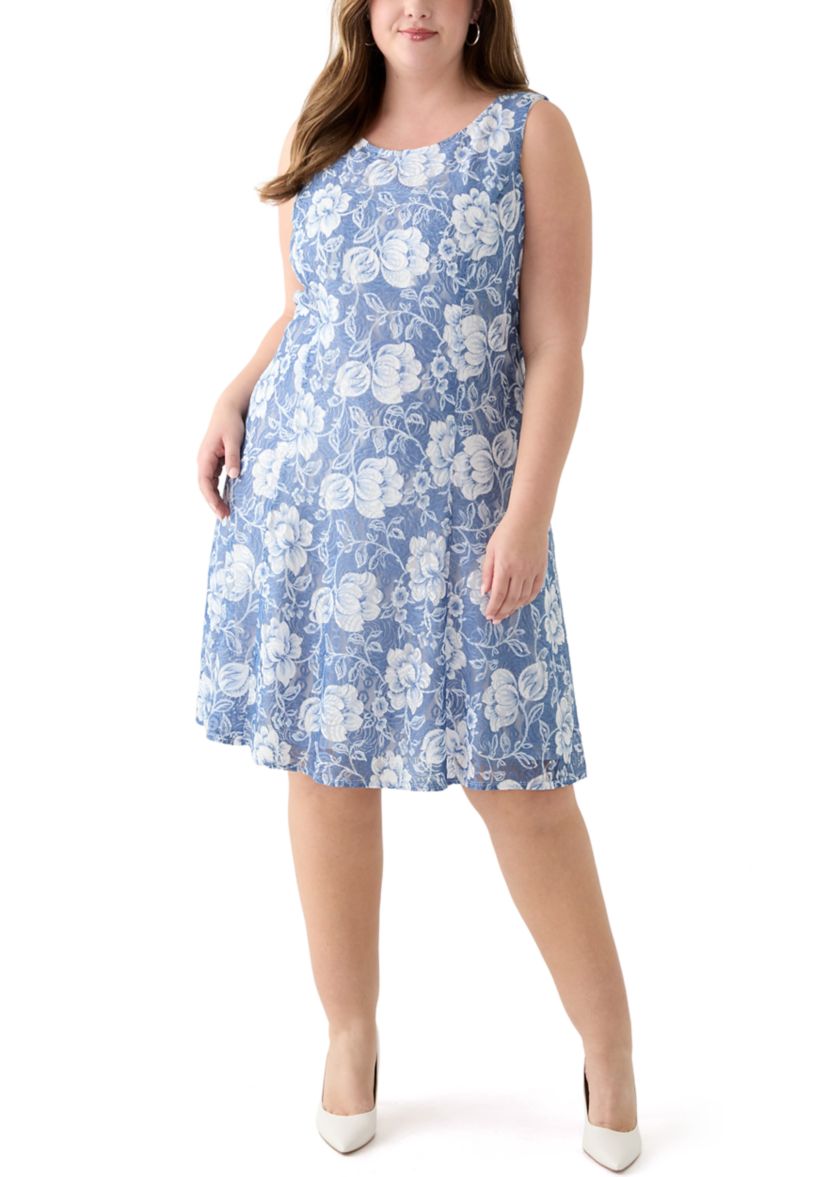   Plus Size Floral Print Dress with 3/4 Bell Sleeve Jacket 