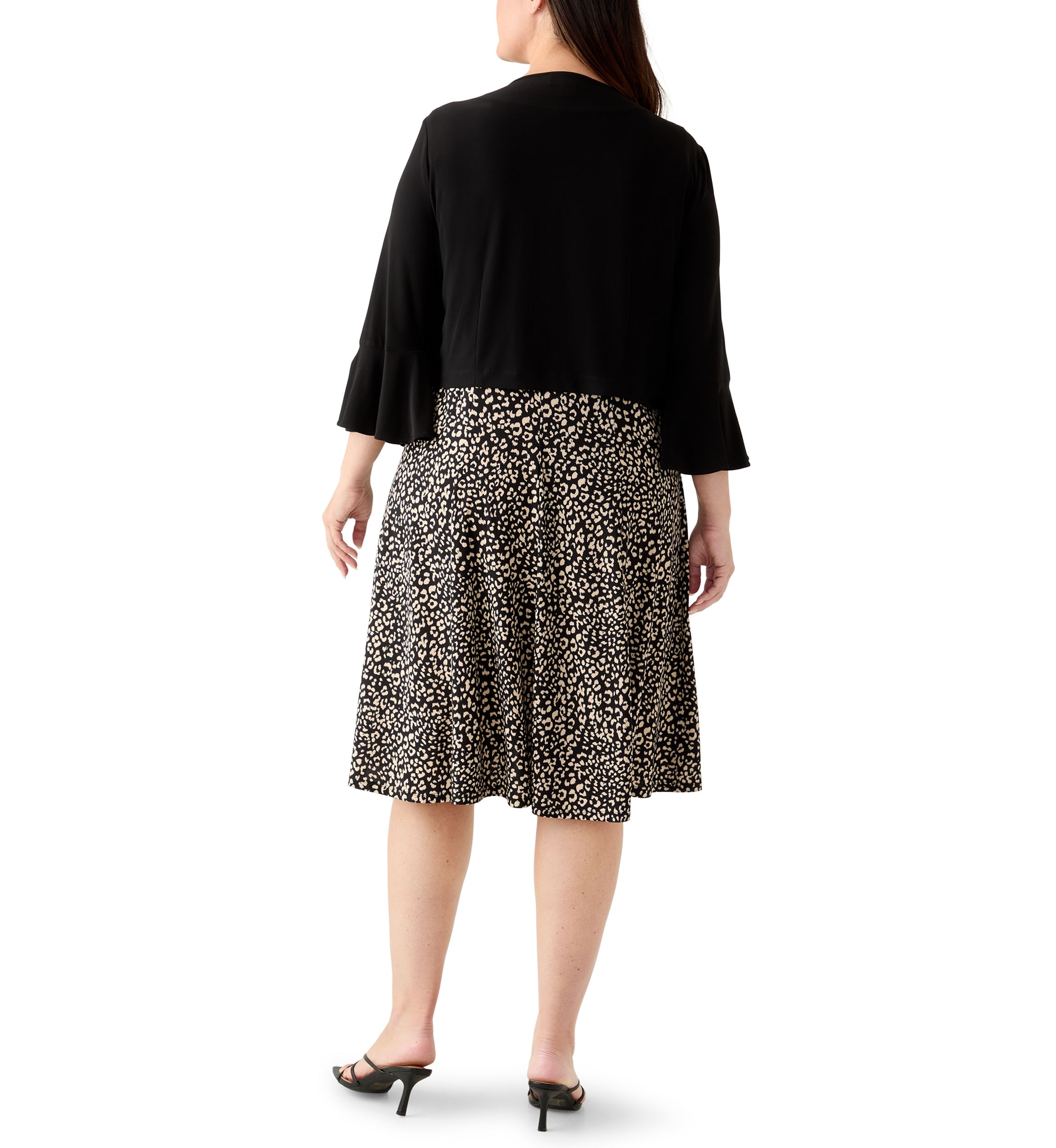 Plus Size Crew Neck Printed Jacket Dress 
