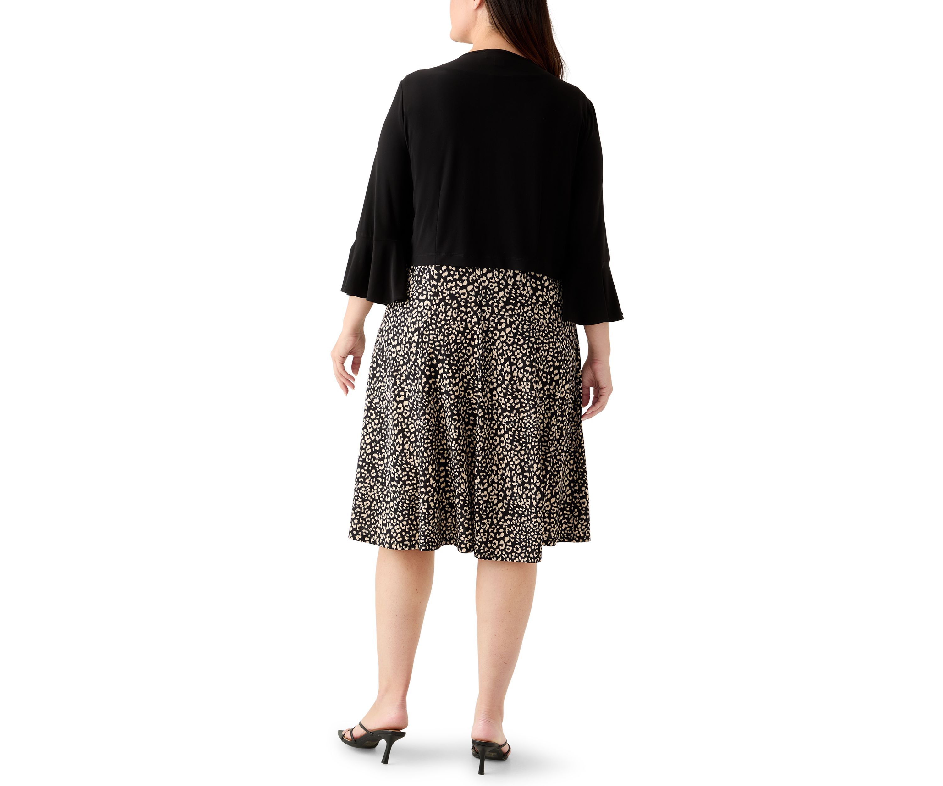 Plus Size Crew Neck Printed Jacket Dress 