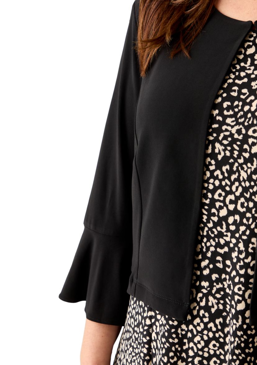 Plus Size Crew Neck Printed Jacket Dress 