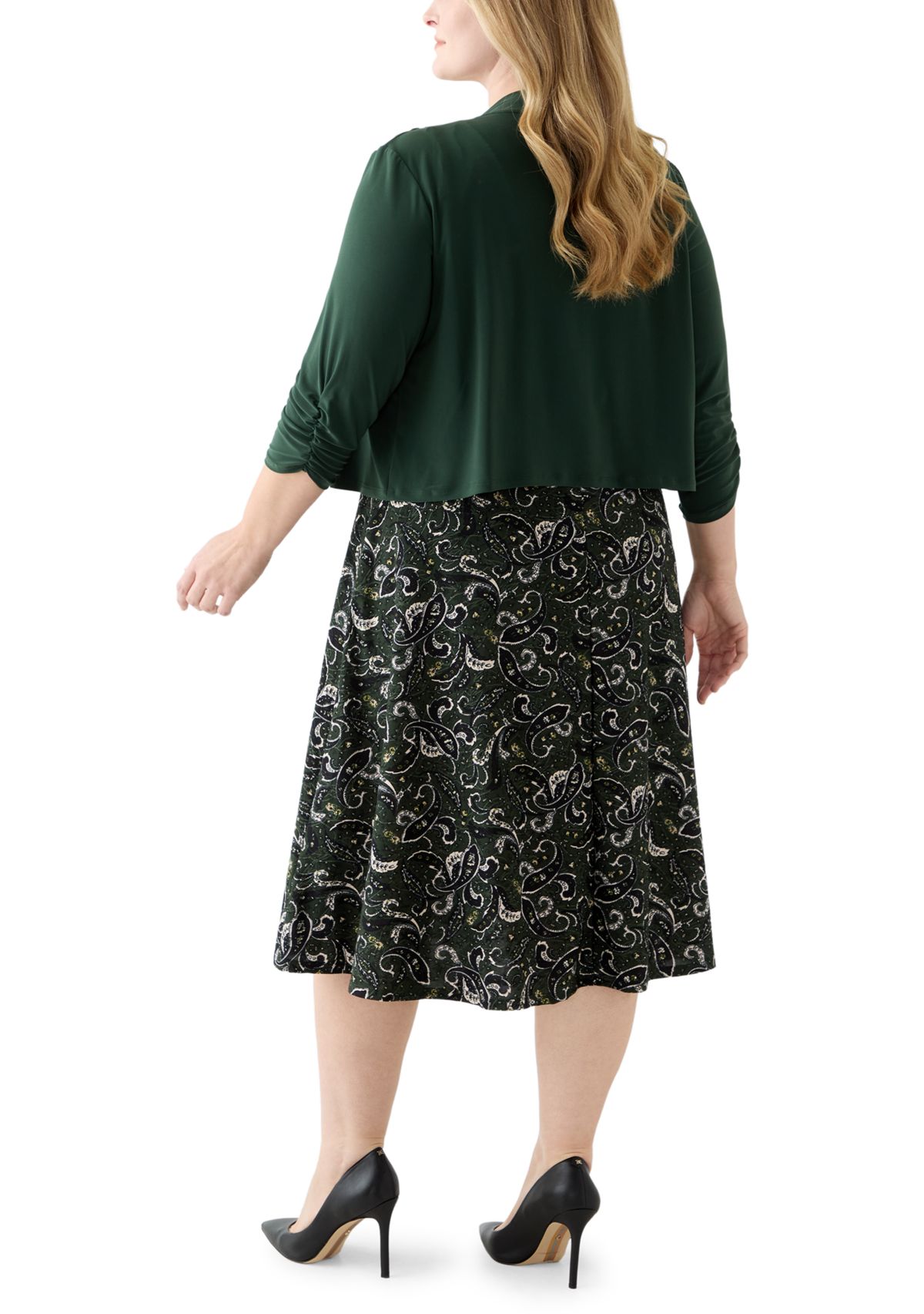 Plus Size Abstract Print Dress with Jacket