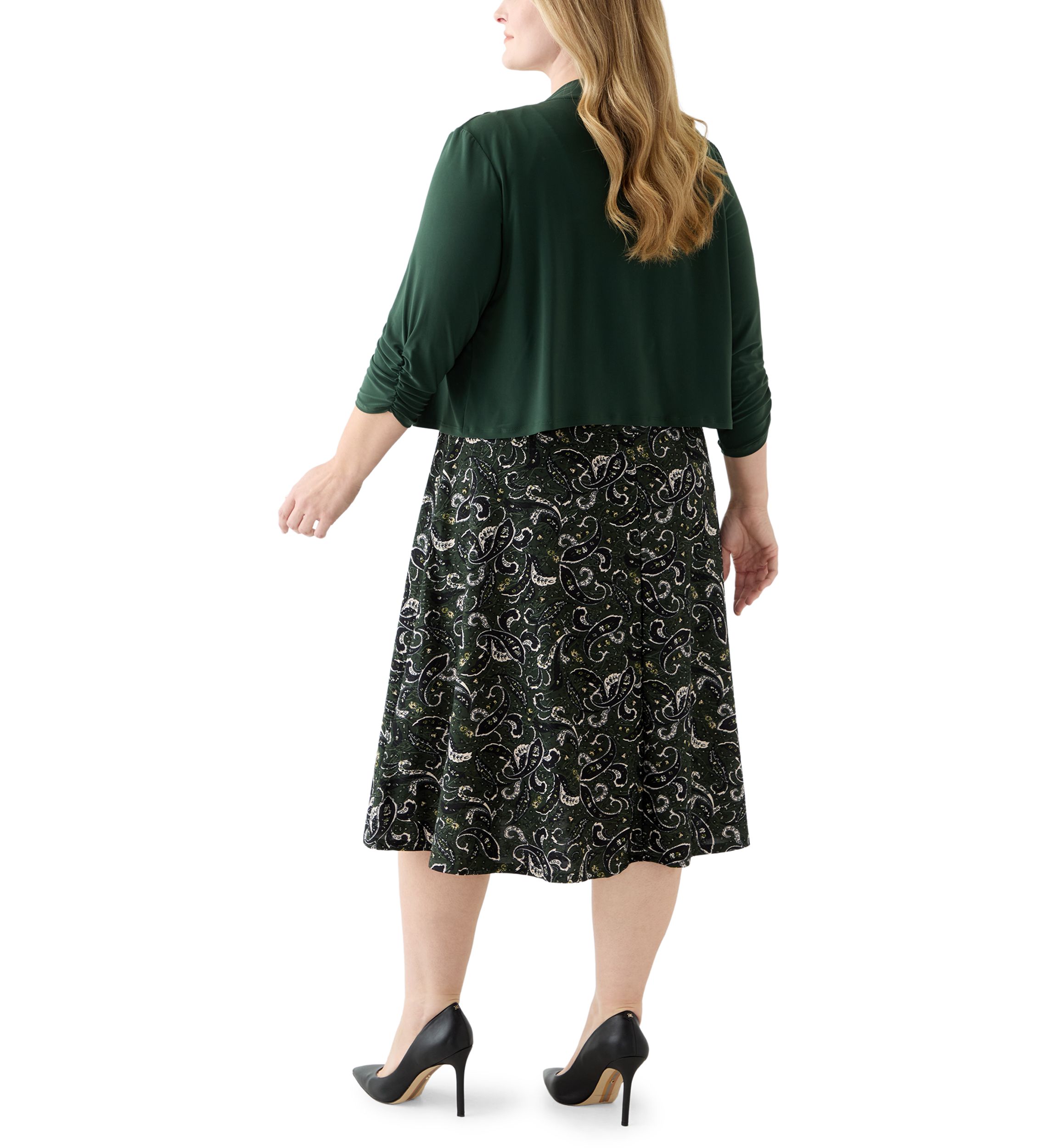 Plus Size Abstract Print Dress with Jacket
