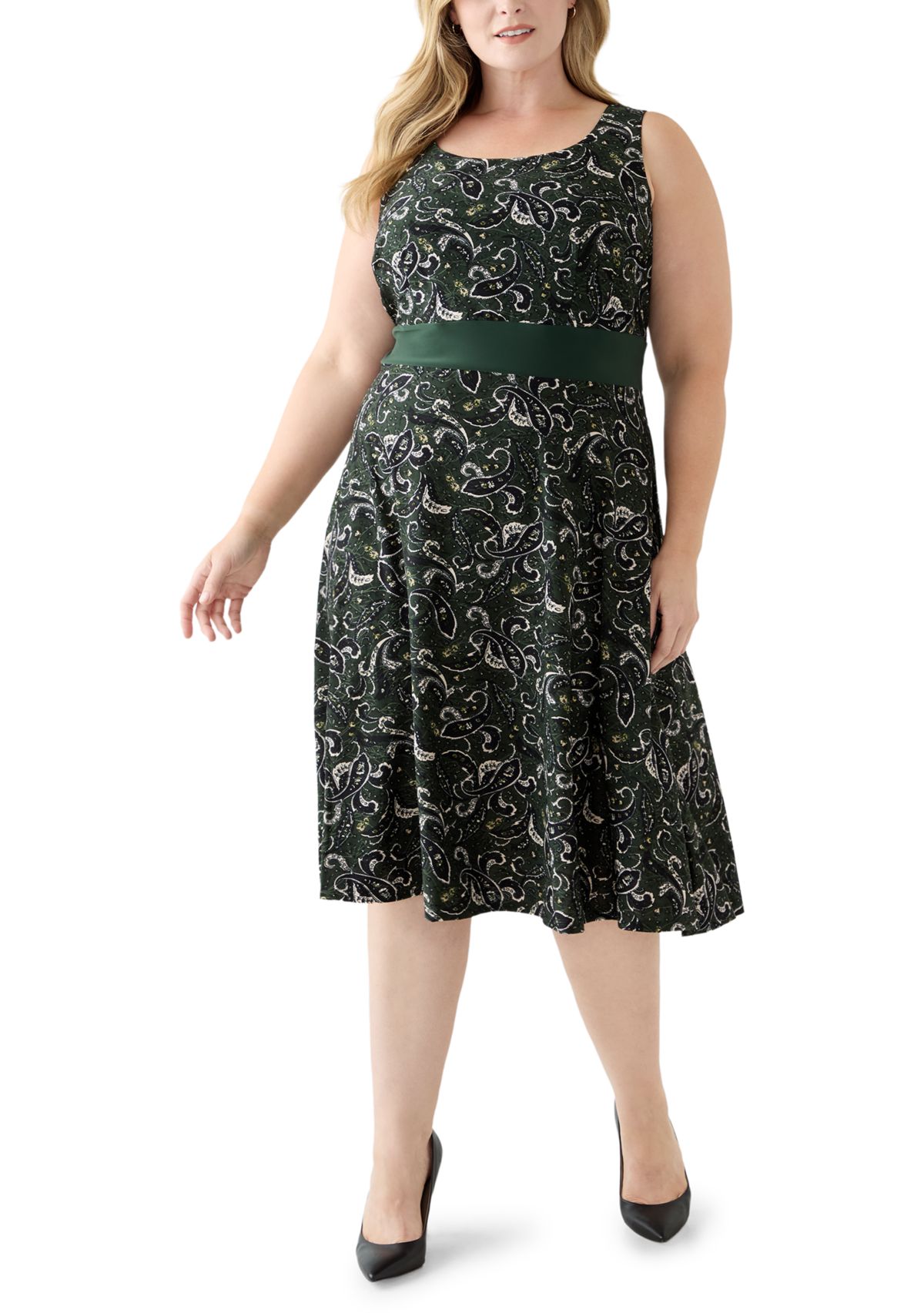 Plus Size Abstract Print Dress with Jacket