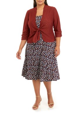 Plus Ditsy Print Jacket Dress