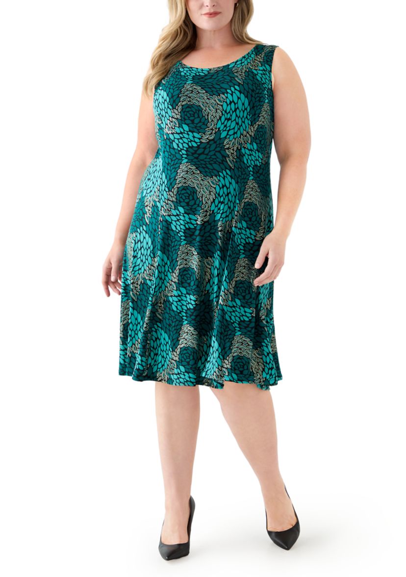 Plus Size Abstract Print Dress with Jacket