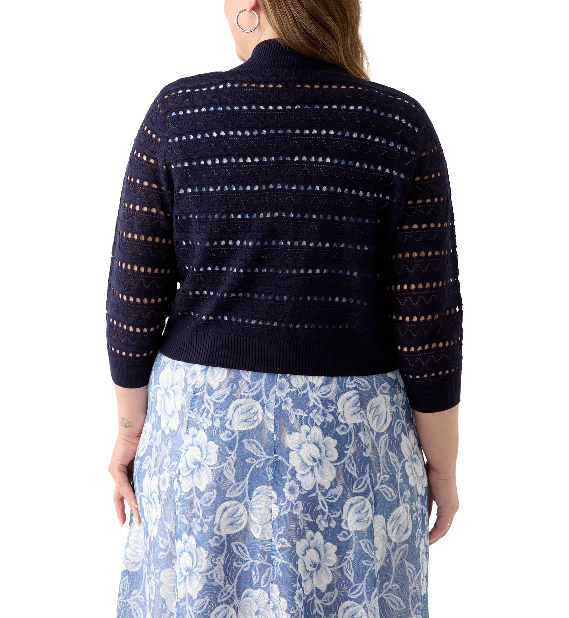 Plus Size Open Work Straight Hem Dress