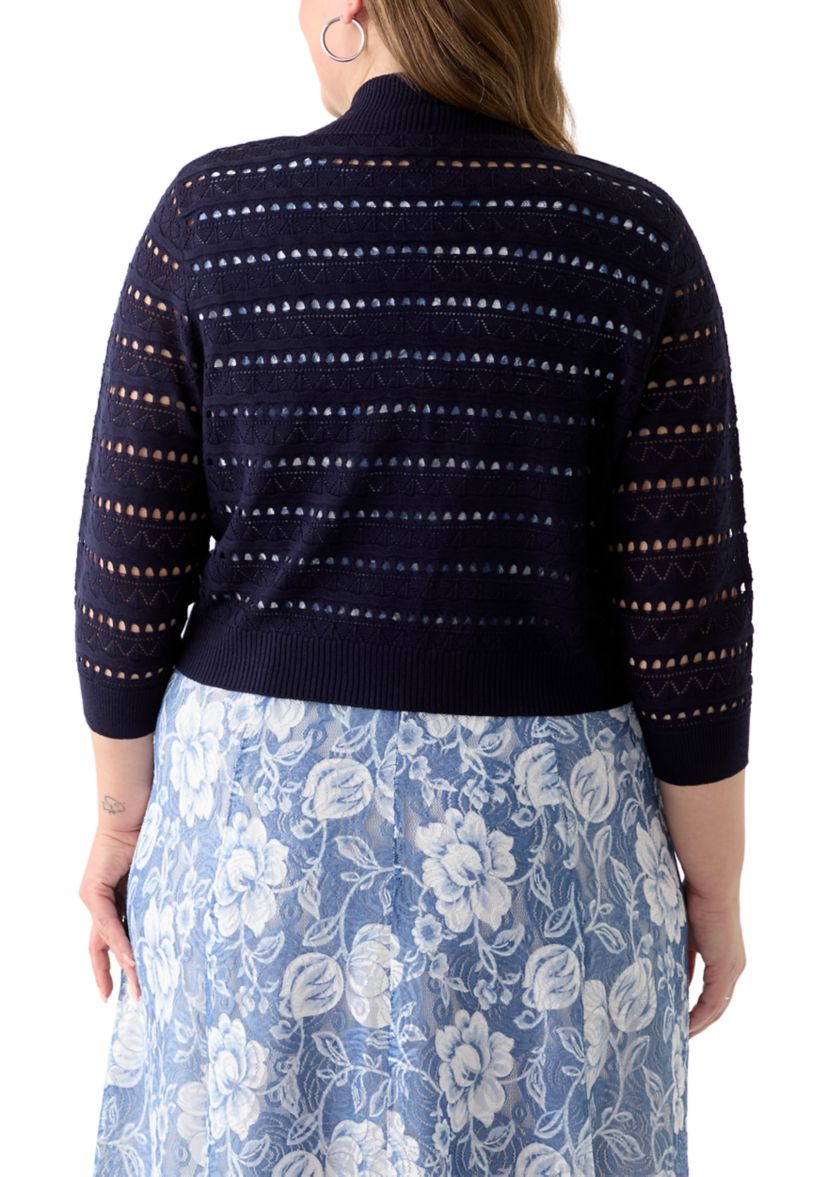 Plus Size Open Work Straight Hem Dress