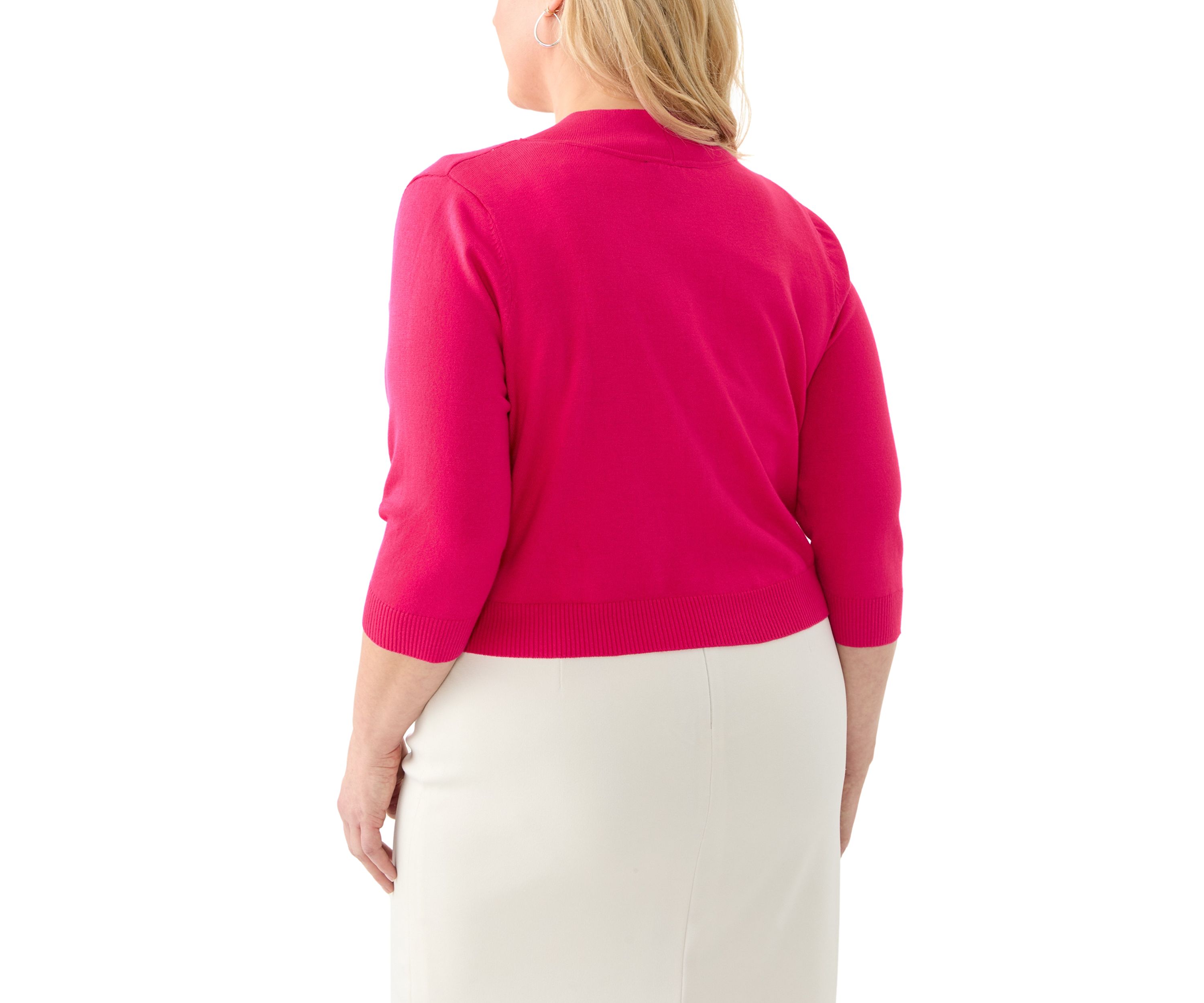 Plus Size Flat Knit Straight Hem Cardigan