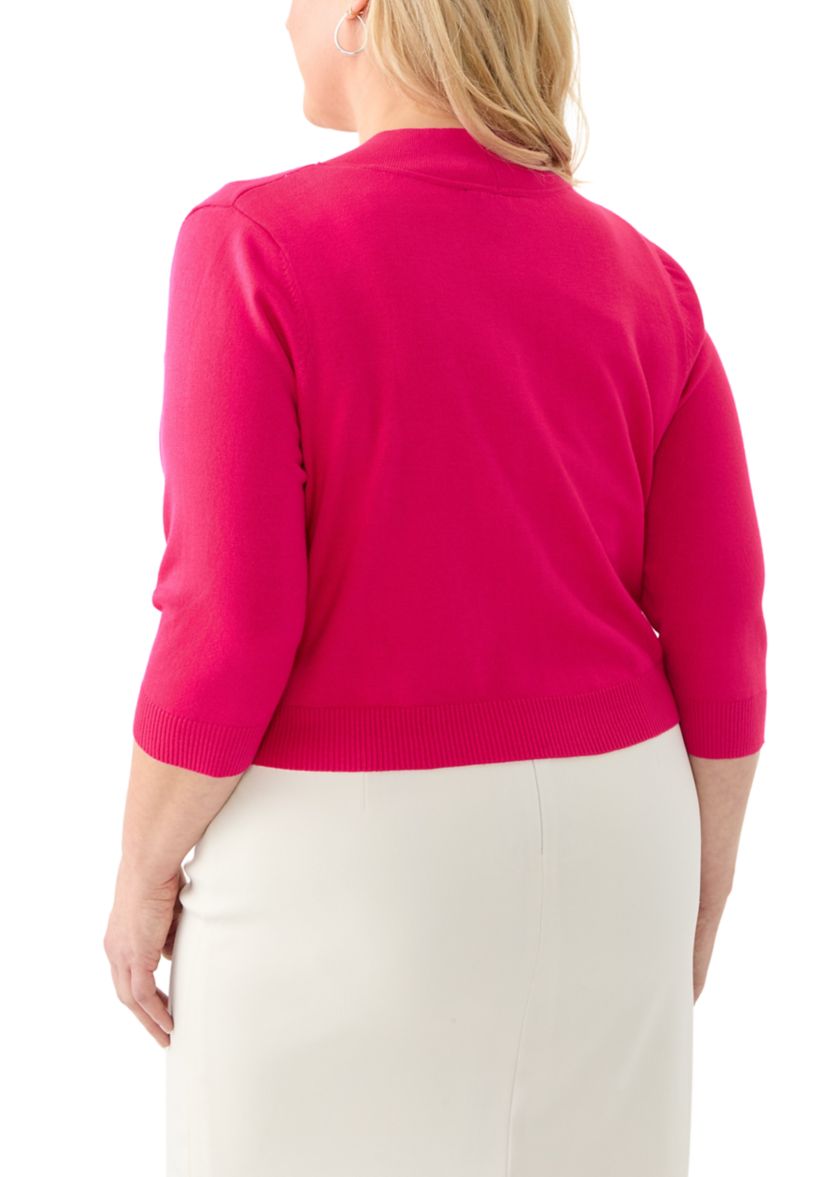Plus Size Flat Knit Straight Hem Cardigan