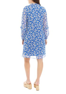 Women's Blouson Sleeve Floral Print Shift Dress