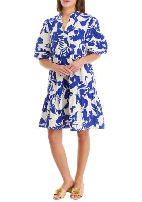 Women's Elbow Sleeve V-Neck Printed Dress