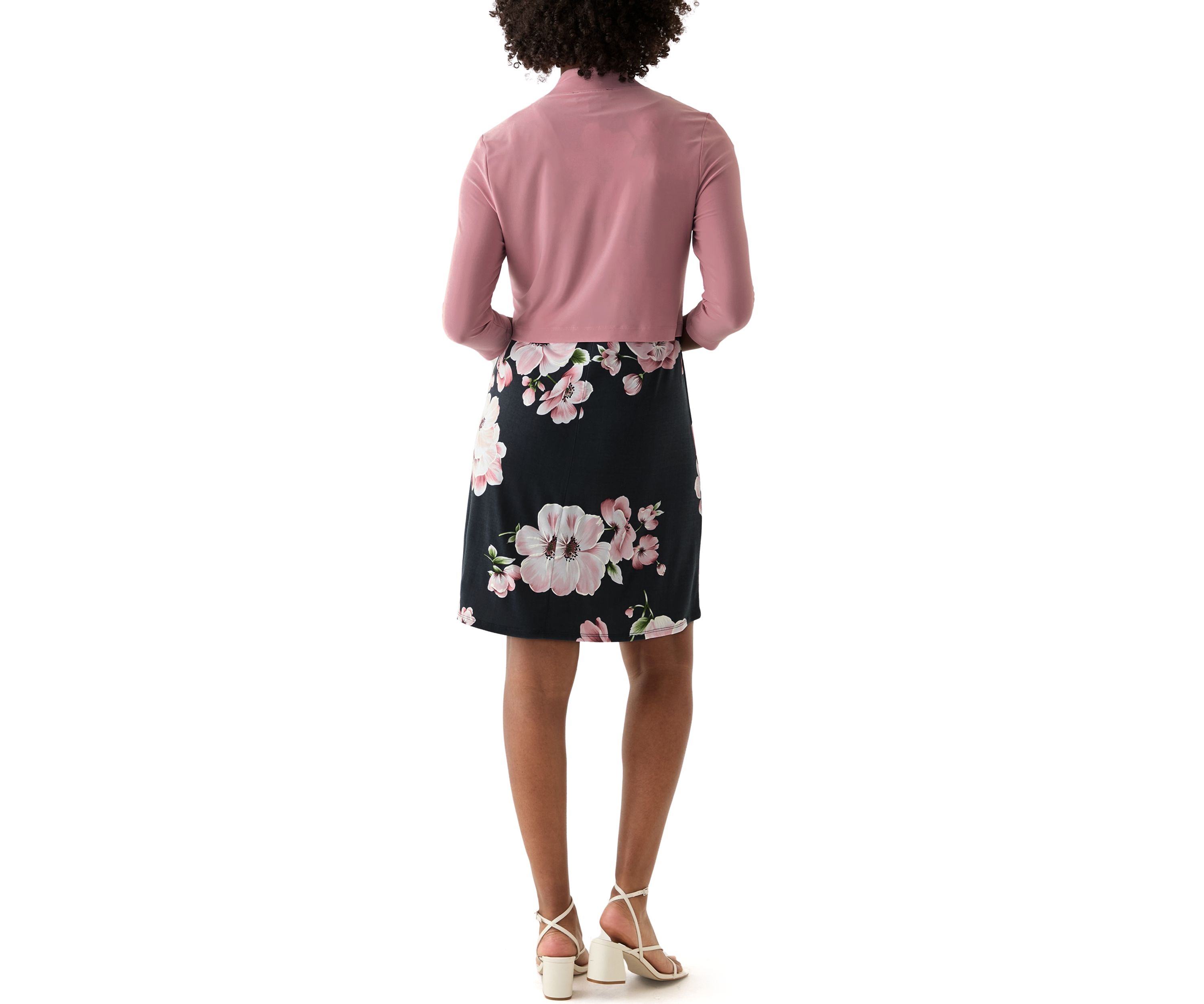 Womens Floral Dress and Solid Jacket