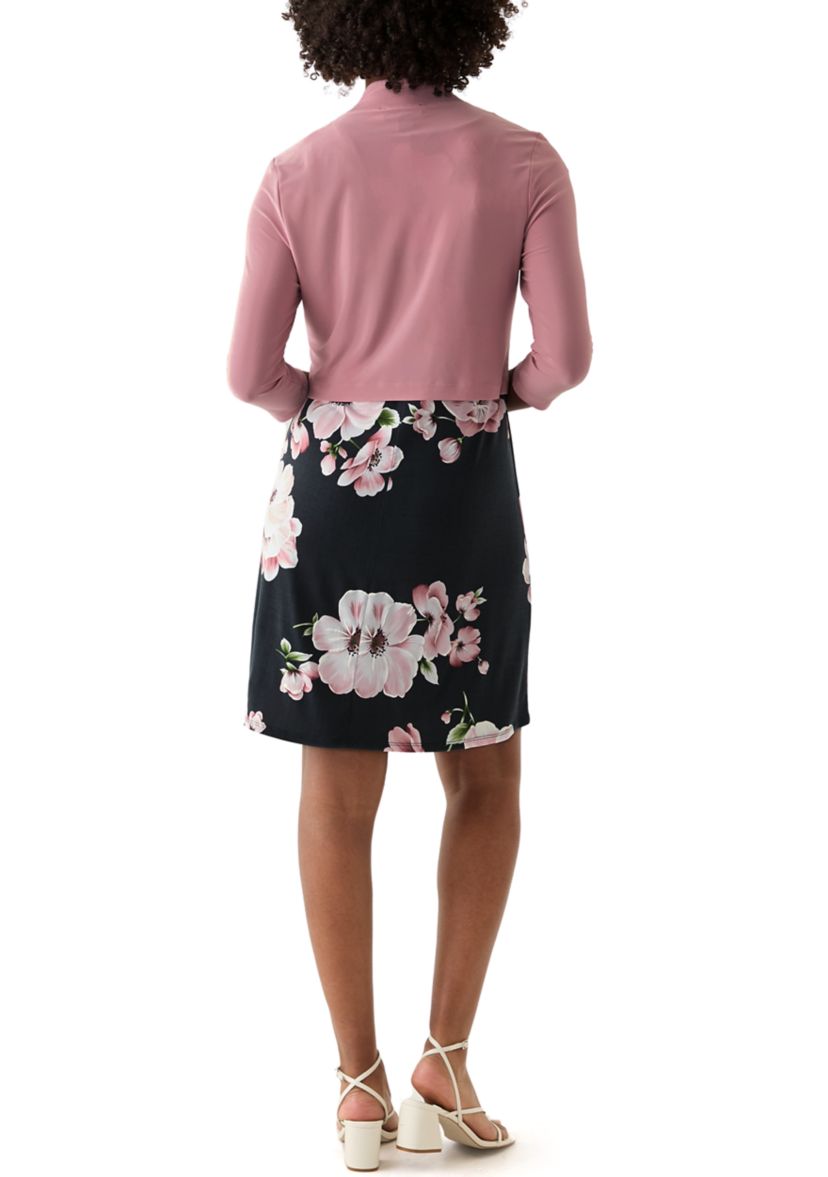 Womens Floral Dress and Solid Jacket