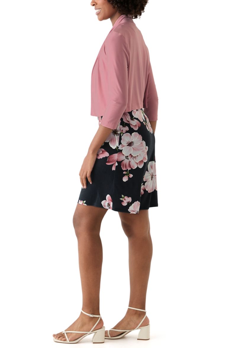 Womens Floral Dress and Solid Jacket