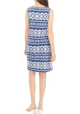 Women's Sleeveless Keyhole Neck Printed A-Line Dress