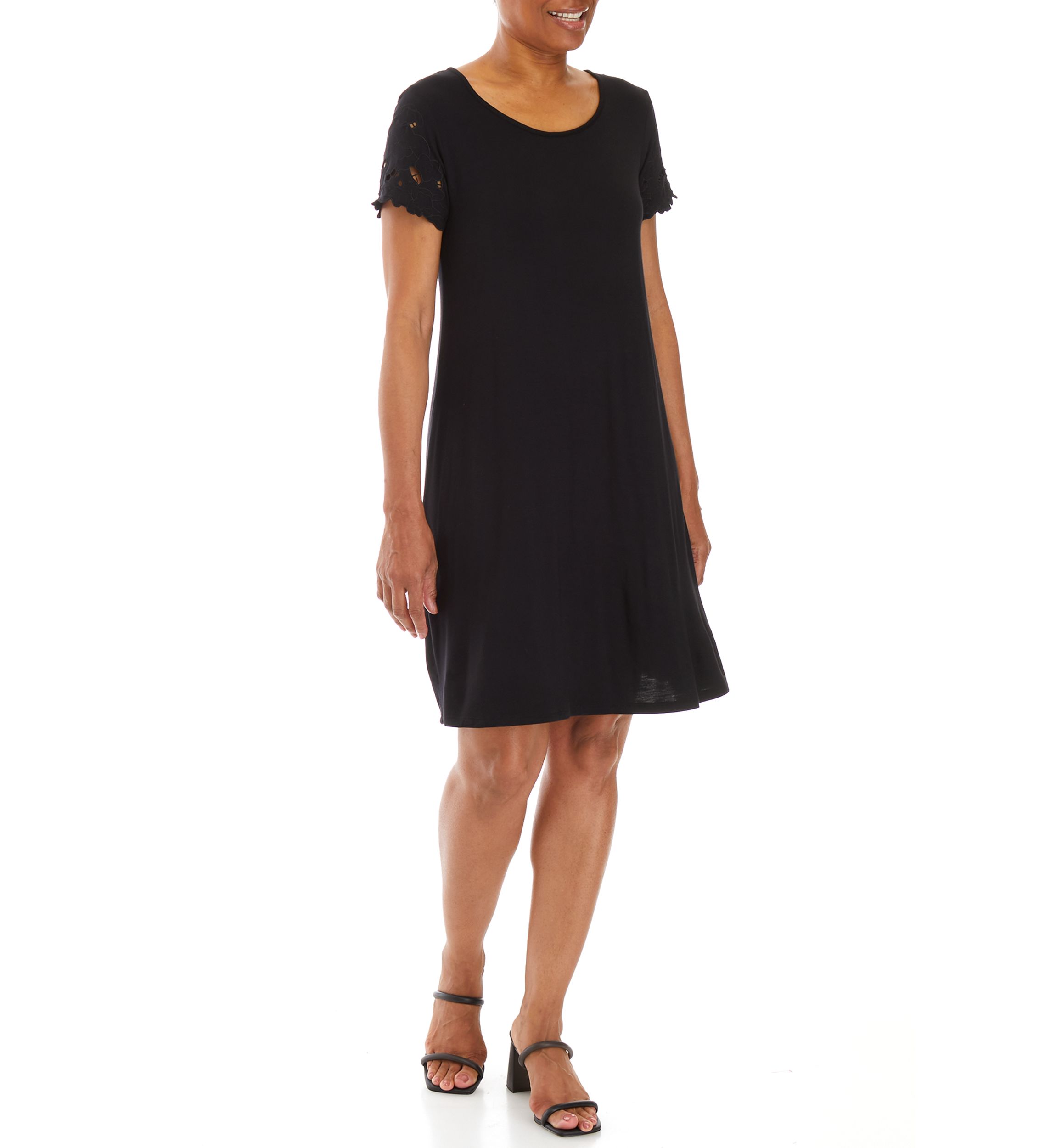 Womens Short Sleeve Crochet Detail Dress 