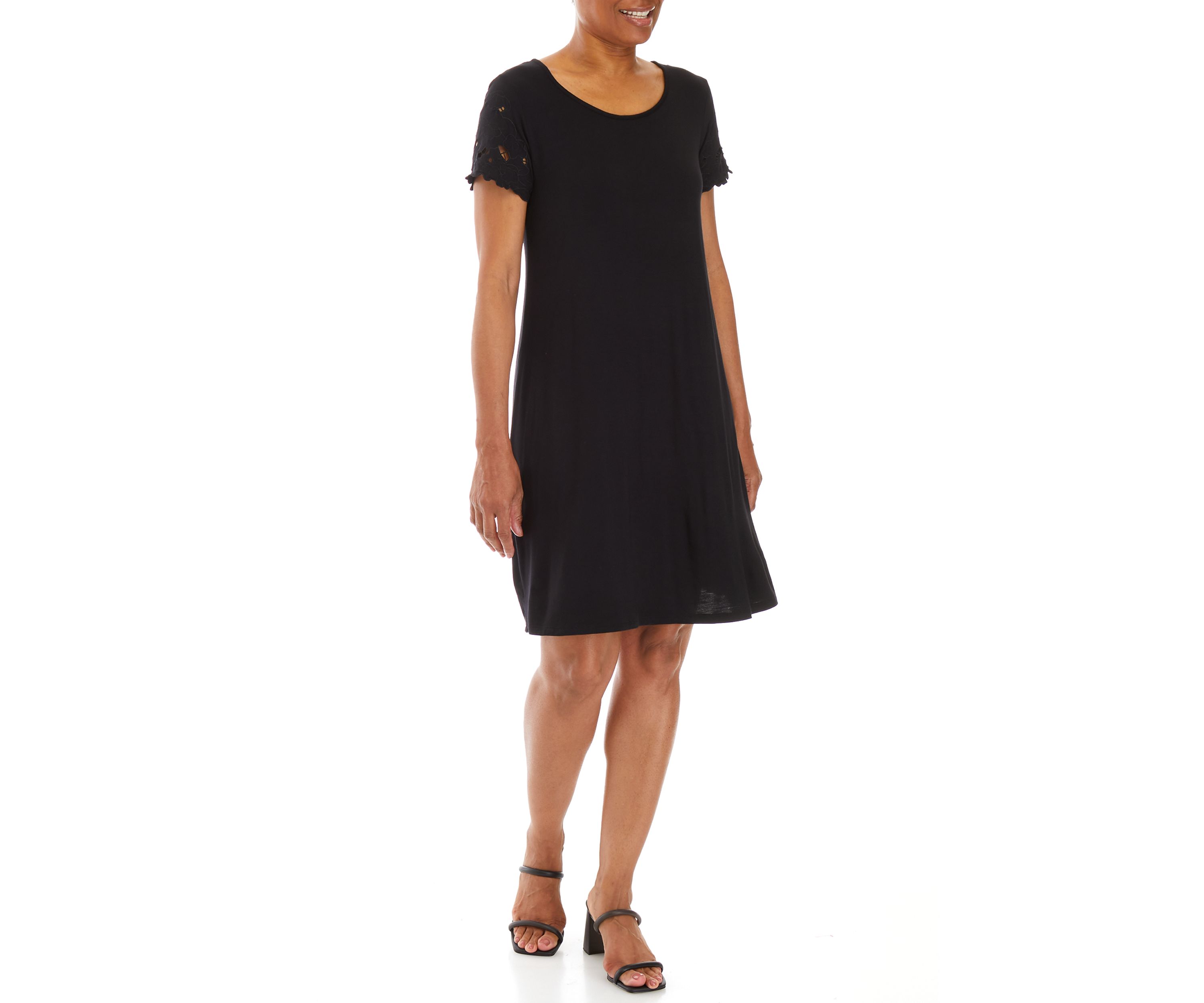 Womens Short Sleeve Crochet Detail Dress 