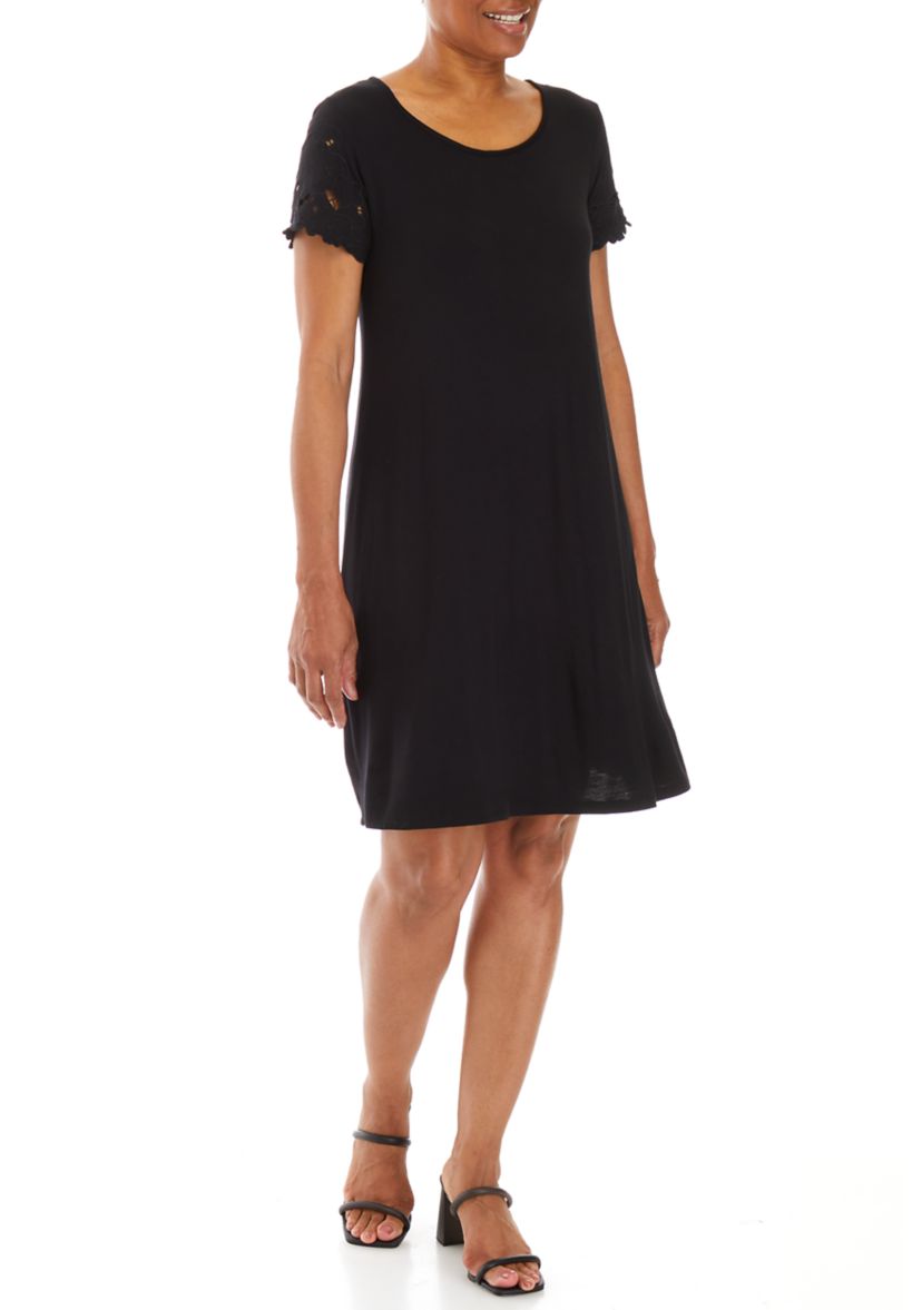 Womens Short Sleeve Crochet Detail Dress 