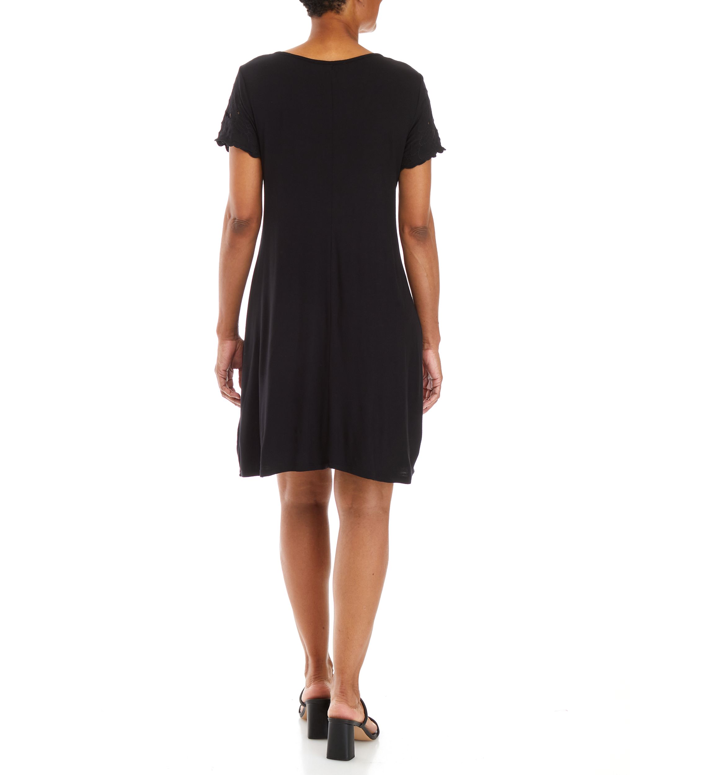 Womens Short Sleeve Crochet Detail Dress 