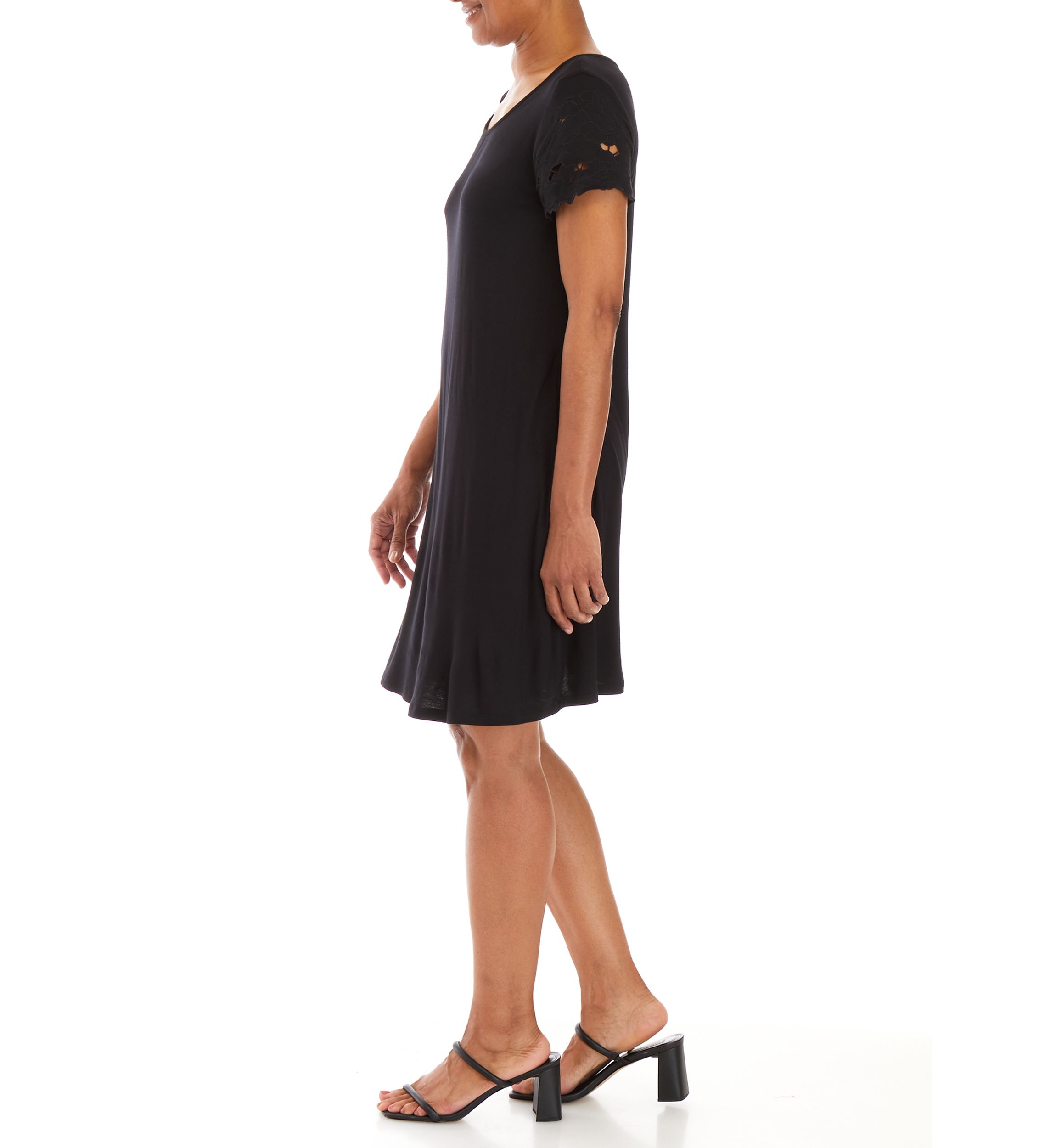 Womens Short Sleeve Crochet Detail Dress 