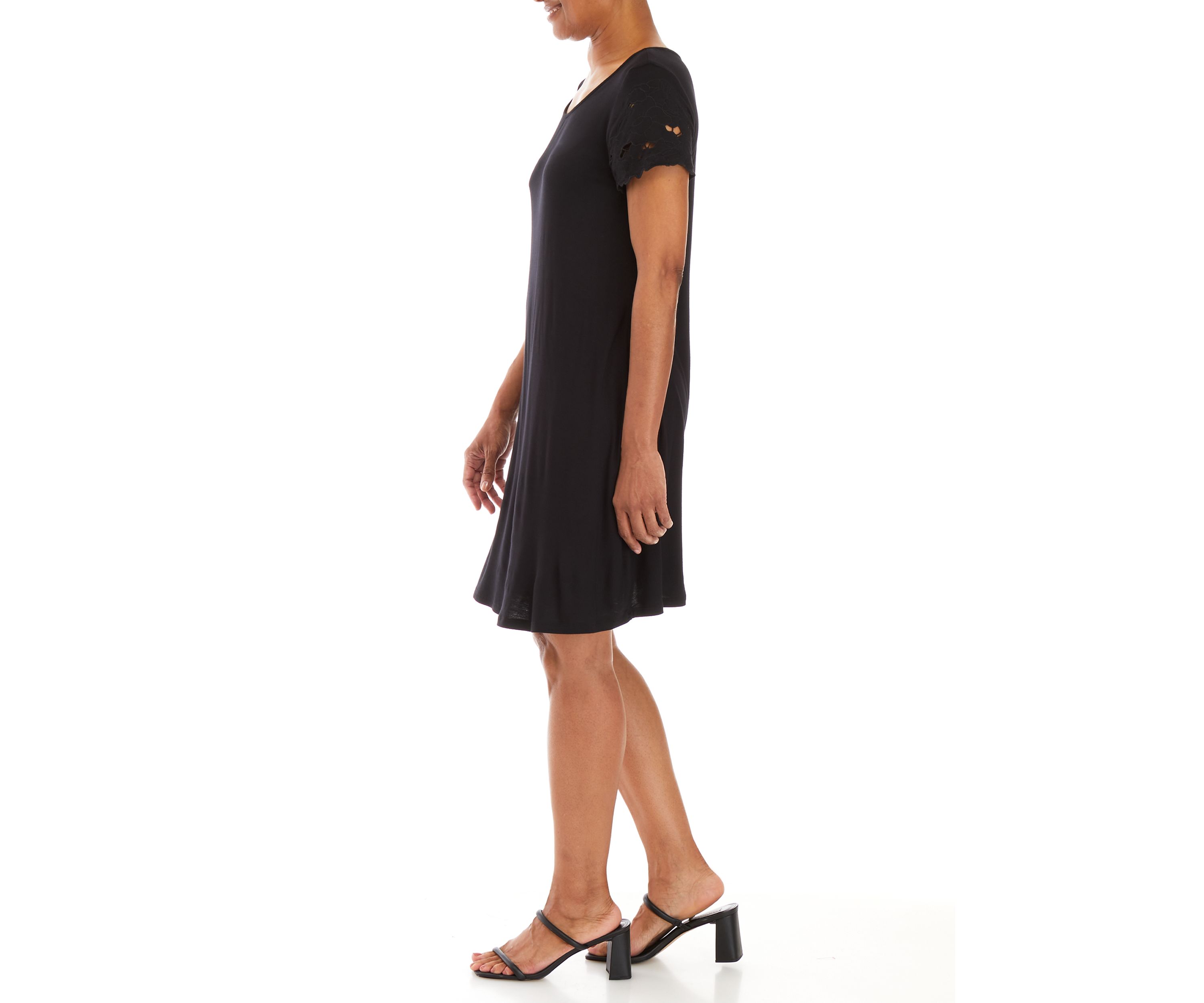Womens Short Sleeve Crochet Detail Dress 