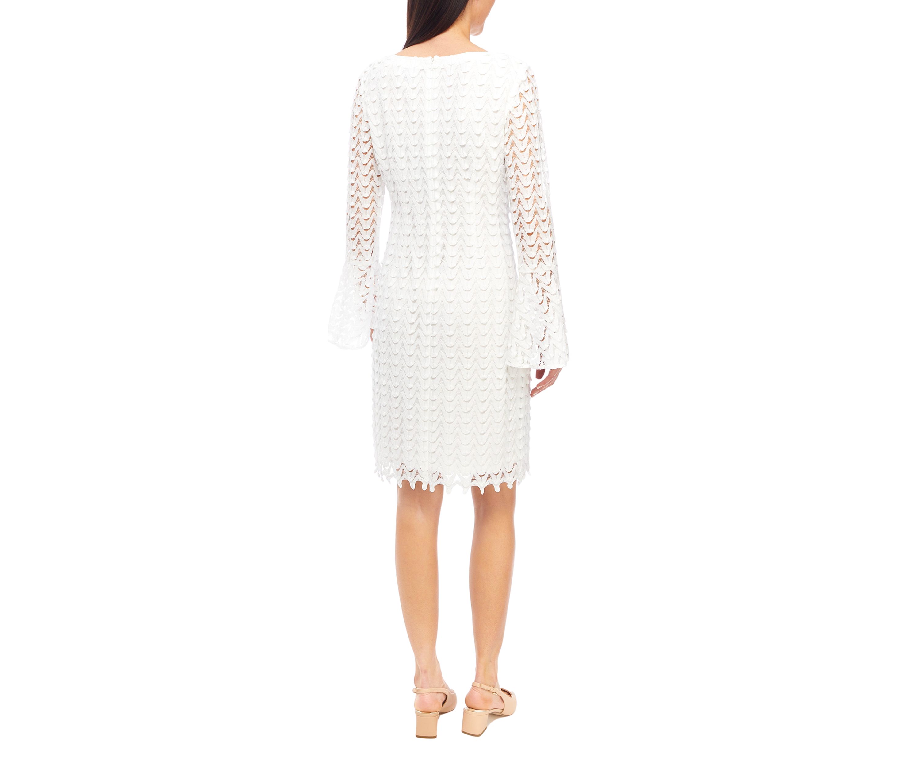 Womens Bell Sleeve Lace Sheath Dress