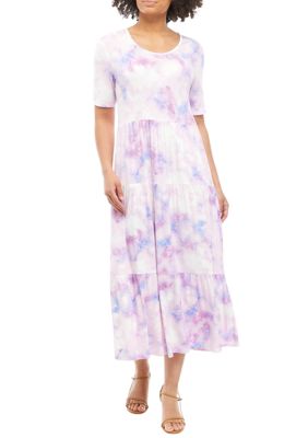 Perceptions Women s Short Sleeve Tiered Midi Dress belk