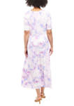 Womens Short Sleeve Tiered Midi Dress