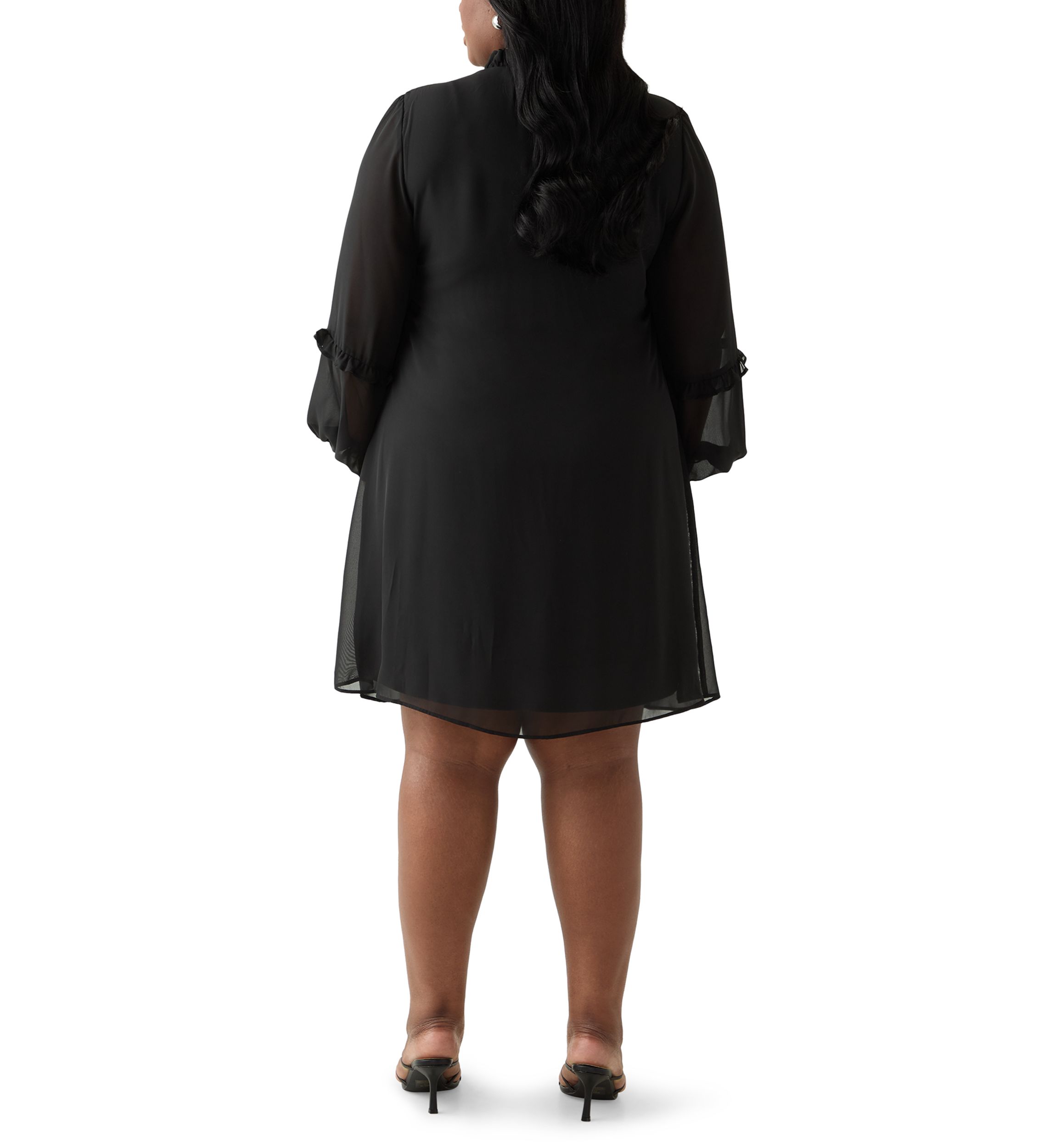 Plus Size Ruffle Tie Neck Midi Dress