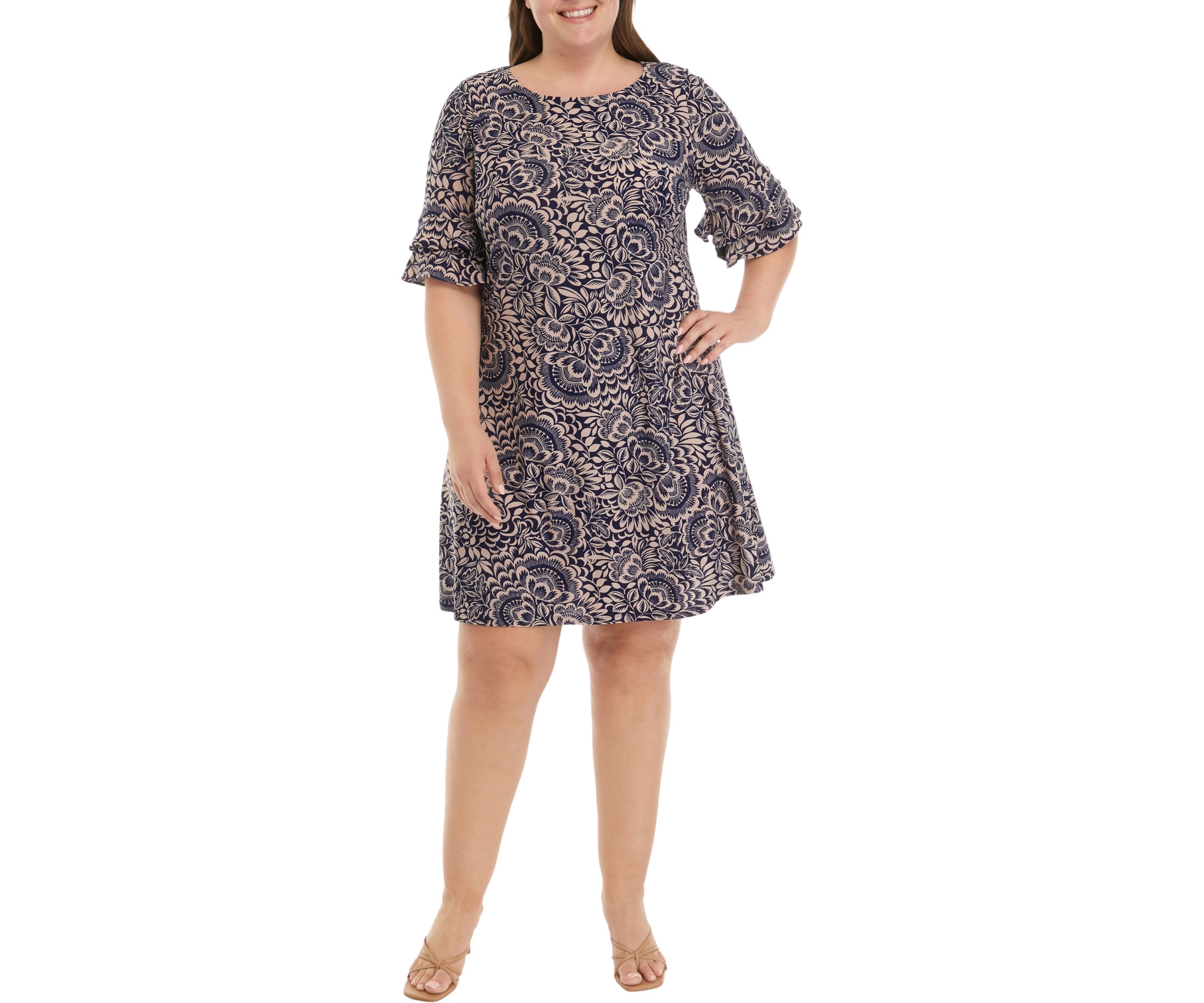Plus Size Printed A-Line Dress